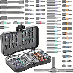Conjunto de chaves de fenda catraca magnética 50 em 1 com pontas S2, kit de precisão de 58 dentes para computador, telefone, móveis, bicicletas e conserto doméstico DIY (50)