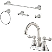 Centerset Bathroom Faucet and 4-Piece Bath Accessory Set,Brushed Nickel,CB-0845-BN