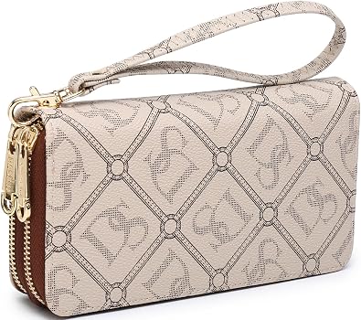 Dasein RFID Blocking Wallet Purse for Women Large Capacity Wristlet Clutch Bag Multi Card Holder Phone Case with Wrist Strap