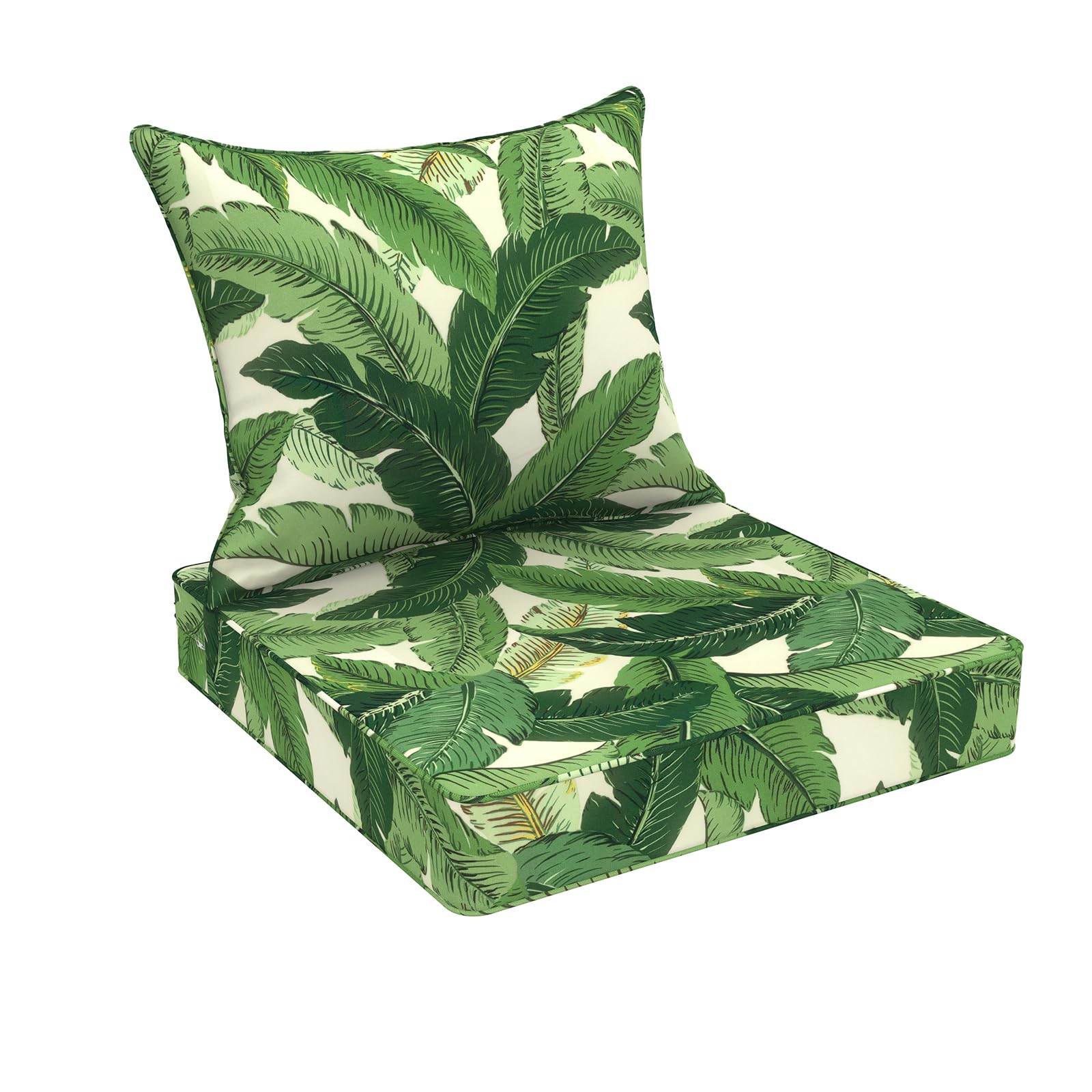 DYTXIII Outdoor Deep Seat Cushion Set, Water Repellent 22"x22" Patio Thick Cushions Replacement with Seat & Back Pillow for Patio Sofa, Wicker Chair,