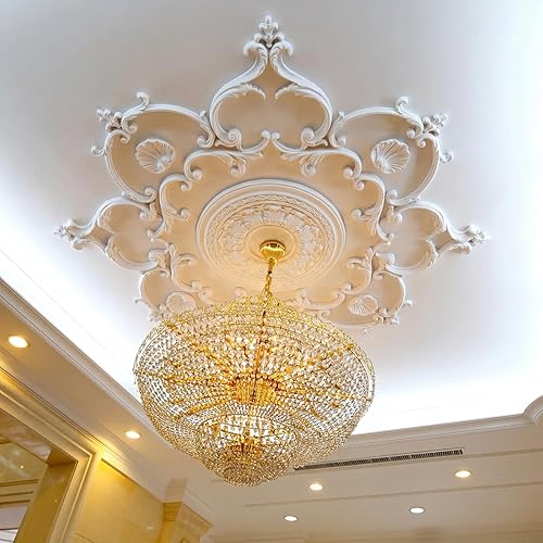 Nuanchu 38.6'' Large PU Ceiling Medallion Combination Decorative 2.36'' ID