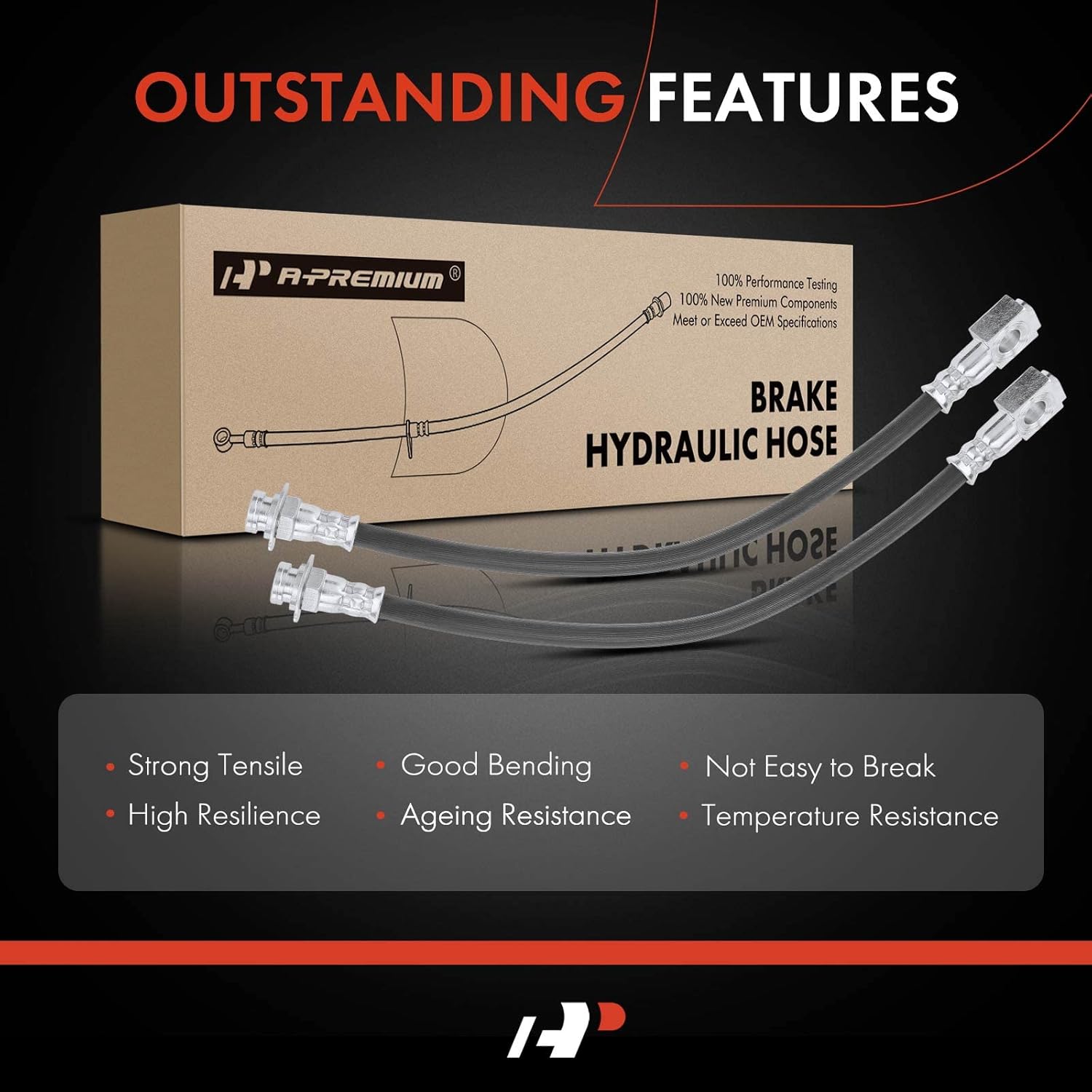 A-Premium Brake Hydraulic Hose Compatible with Select Chevy, Cadillac, Buick, Oldsmobile and Pontiac Models - Camaro, Seville, DeVille, LeSabre, Park Avenue, Riviera, Aurora, Bonneville(Pack of 2)