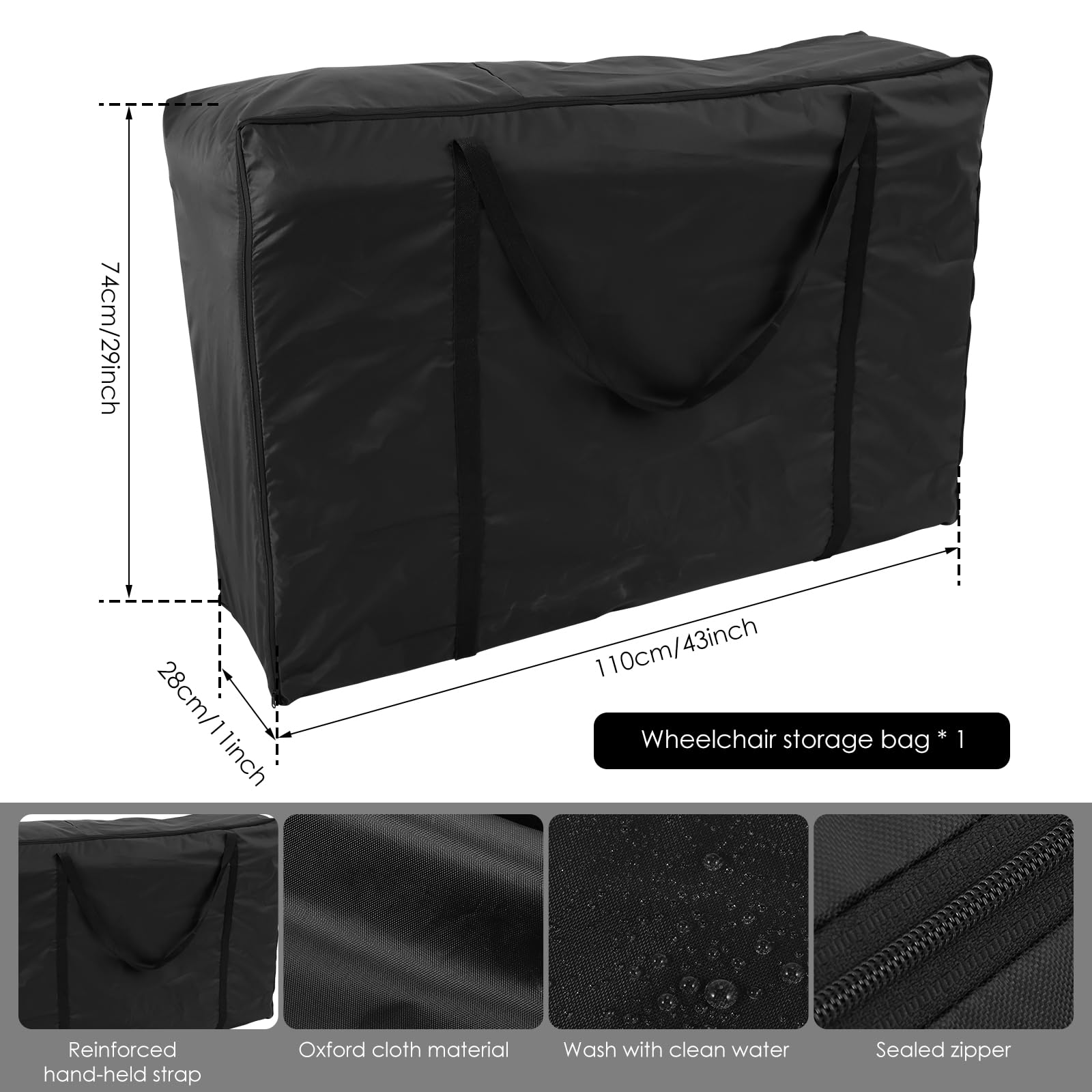 Rollator Travel Bag for Folding Walker Oxford Cloth Wheelchair Storage Bag Waterproof Wheelchair Bag Wear Resistant Outdoor Protective Bag Carrying Cover for Folding Walker Car Airplane Traveling - Image 2