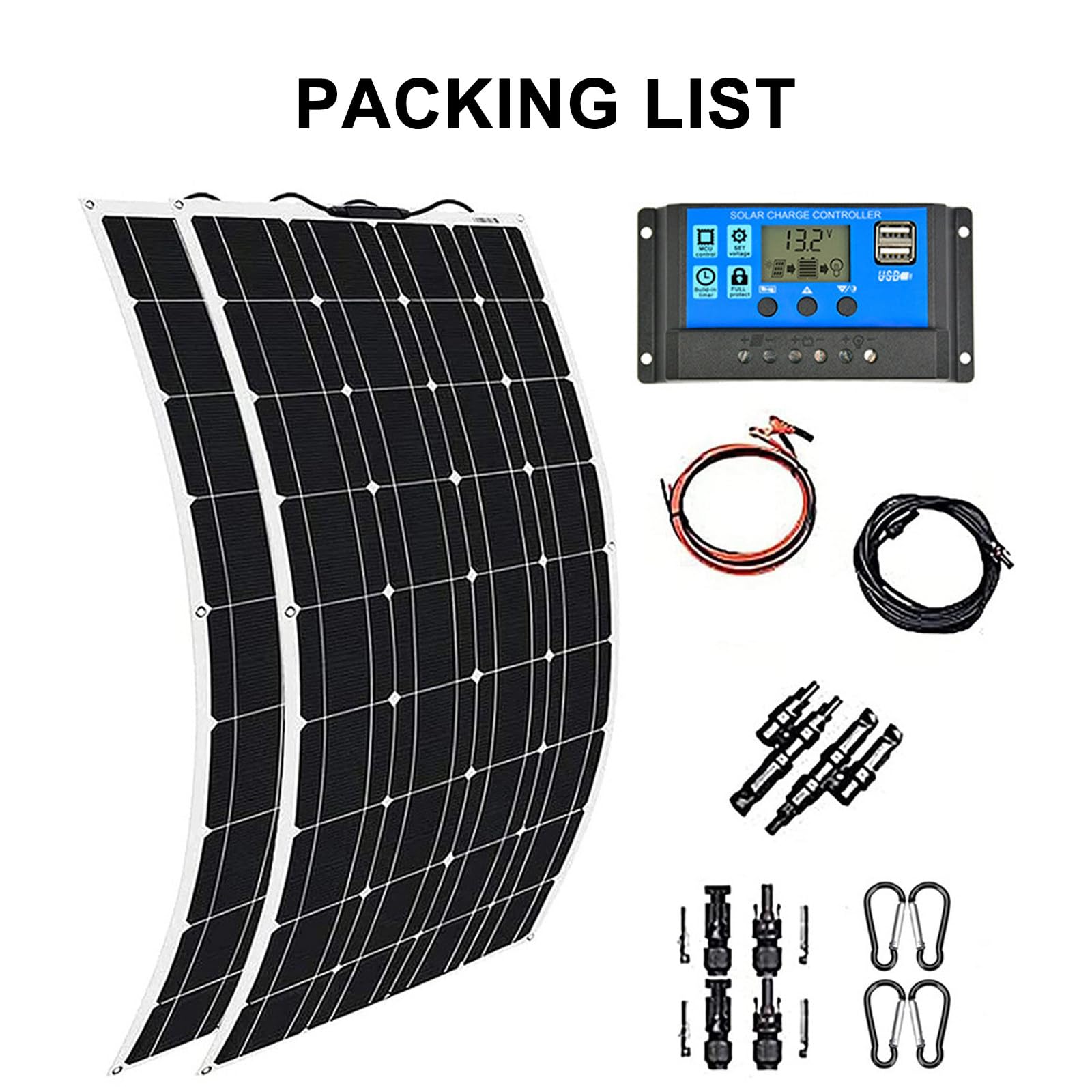 Panneau Solaire De Charge Hors RéSeau 400 W Avec ContrôLeur 30 A/40 A, Panneau Solaire Flexible Pliable, Panneau PhotovoltaïQue Portable Pour Camping-Car, Pour Production D'éNergie ExtéRieure,30A