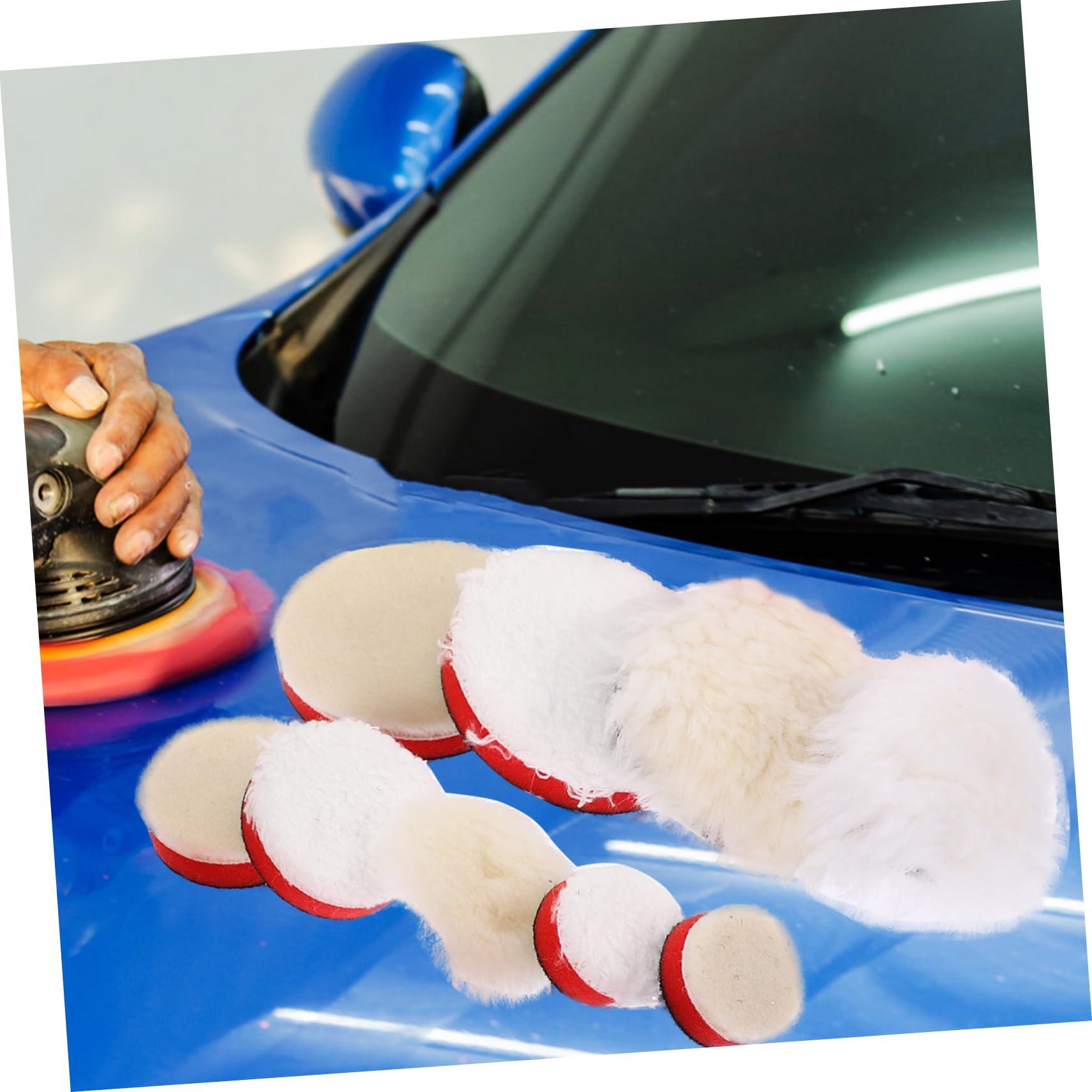 Tampone Per Auto in Spugna Accessorio Lucidante Per Trapano Kit Di Ruote e Tamponi Autoadesivi Per Applicazione Uniforme Di Cera e