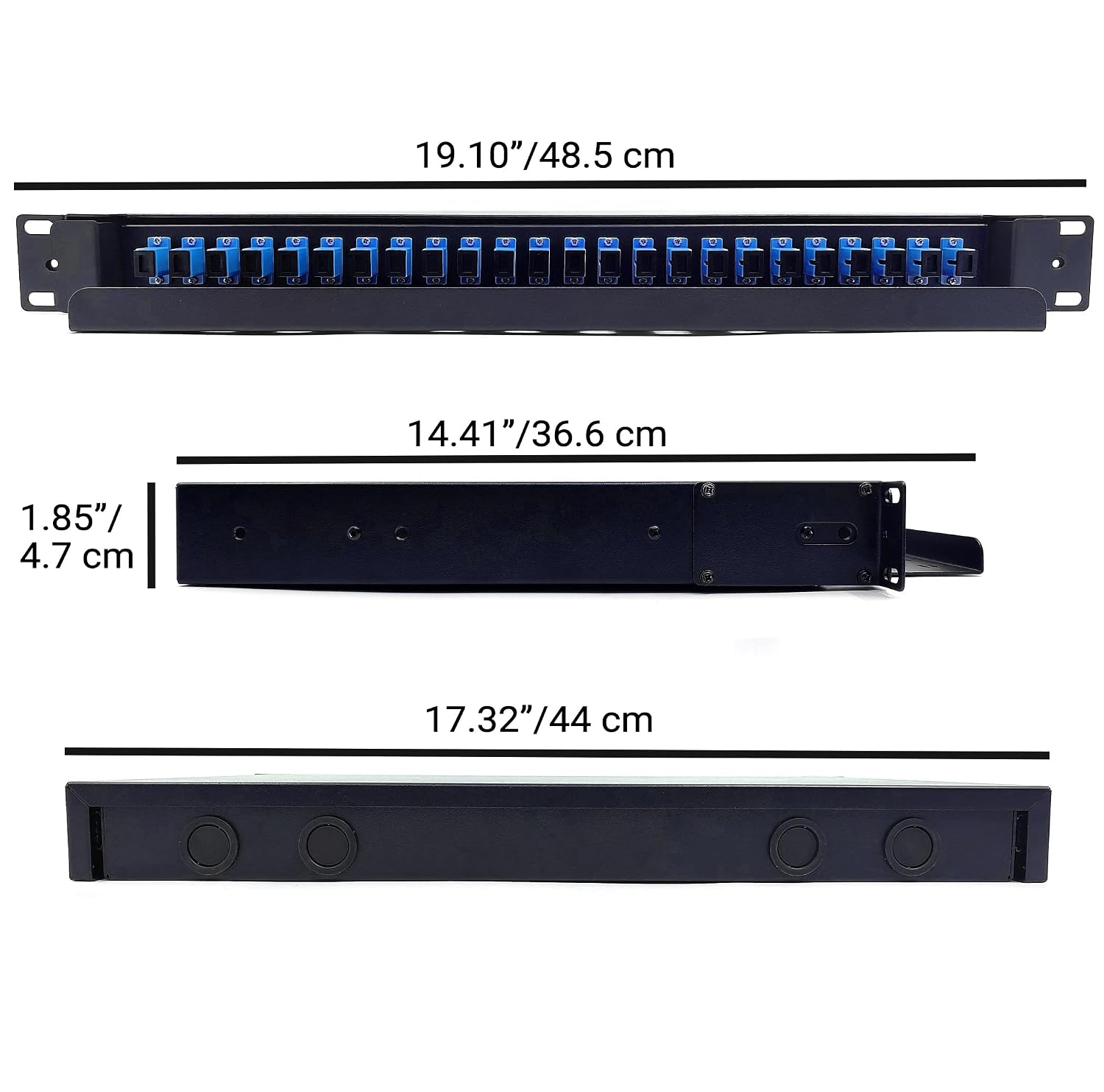 SC-UPC Simplex Singlemode 24 Port Rack Mount Enclosure Box with Fiber Splice Tray (Drawer Type Design, Includes 1.2 Meter Pigtail and 24pcs Coupler)