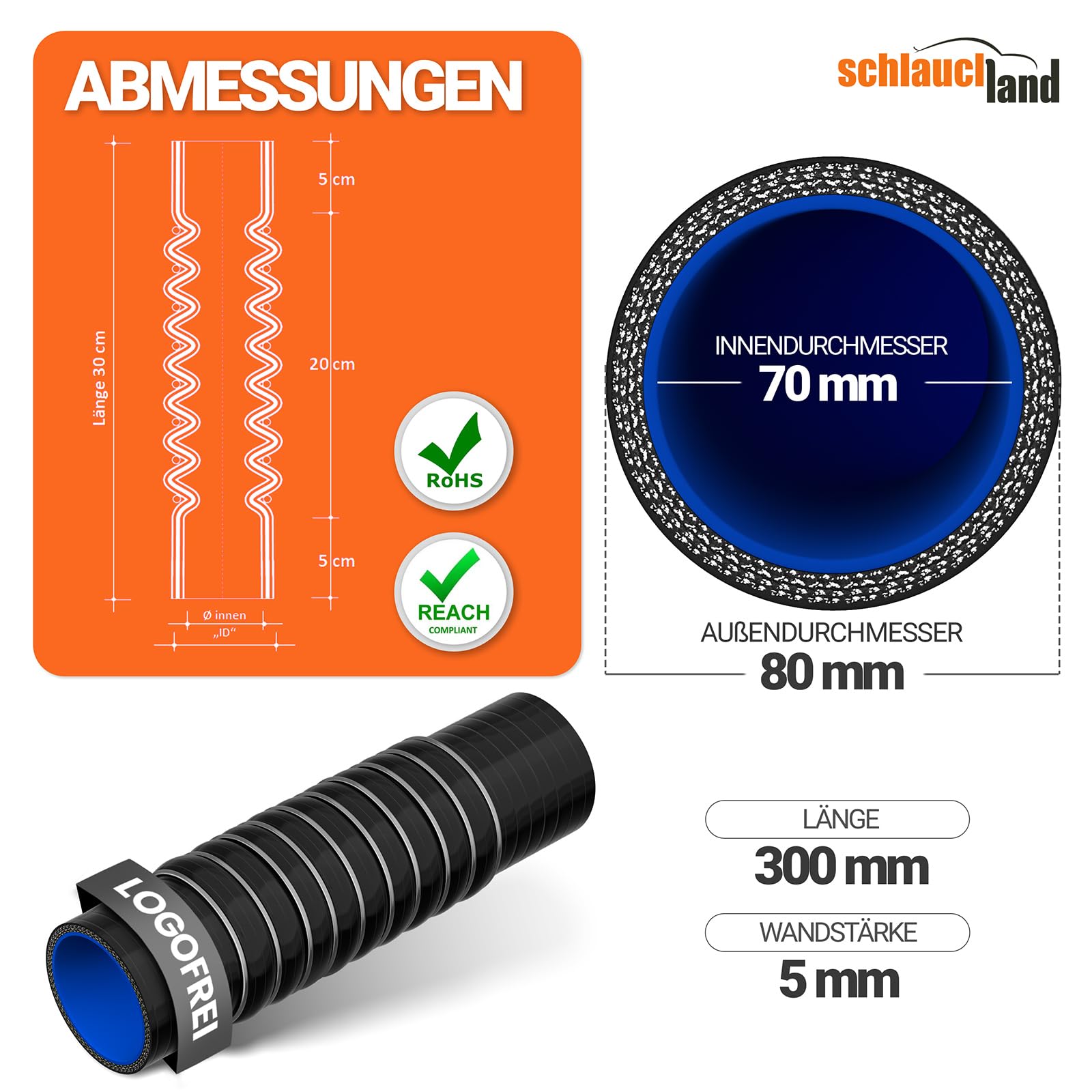 ULTRAFLEX SILIKONSCHLAUCH 10 20 30 40° Winkel ID-Ø 70mm schwarz 200°C | AUSWAHL | Anti-Vibration Schwingungs-Dämpfung Rohr Adapter Ladeluft LLK Kühler Turbo Schlauch Hump & Edelstahl-Ringe flexibel