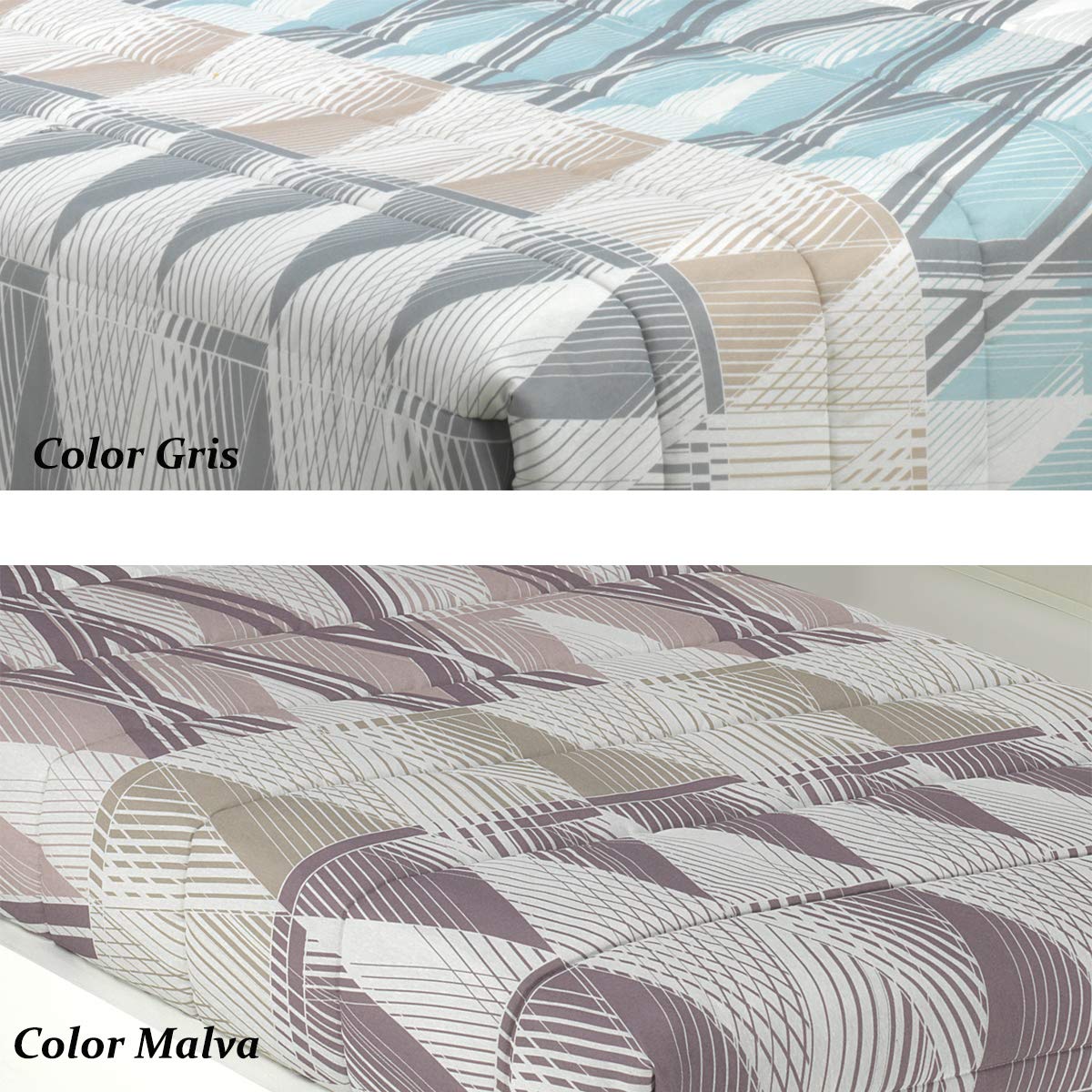 Lanovenanube Edredón Ajustable Andrea Cama 150 cm Malva 250 gr/m² | Tejido 50% poliéster y 50% algodón. Ajuste con elásticos. Compatible con camas de largo 190 y 200 cm. No incluye cojín.