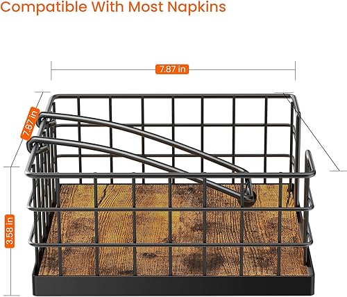 Miniatura 8 de Homode Servilletero para mesa, servilleteros de granja para servilletas de papel, cesta plana con brazo pesado, dispensador de servilletas de cocina