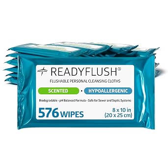 Medline Readyflush Biodegradable Flushable Wipes, 576 wipes (24 pack of 24 wipes)