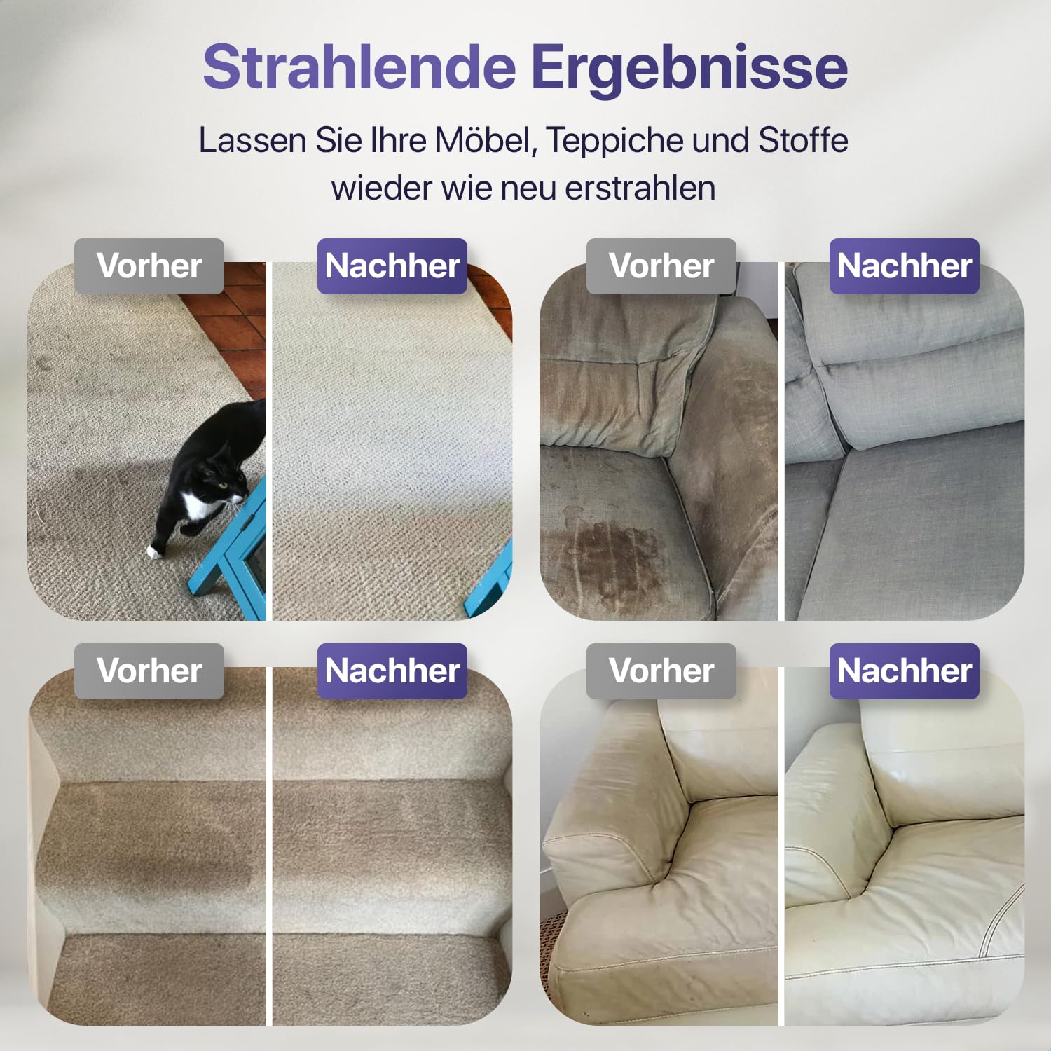 LUMAN 4 in 1 Teppichreiniger - Heizfunktion und Selbstreinigung - Fleckenreiniger - Sitzreiniger - Reiniger für Sofa, Boden, Auto und Teppich - 4 Bürsten - Inklusive Reinigungsmittel