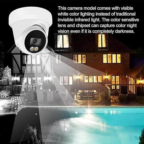 Miniatura 2 de Real HD Cámara IP domo de visión nocturna a todo color de 6MP para sistemas Hik-Vision IP NVR, con luces blancas visibles, ángulo de visión de 105,