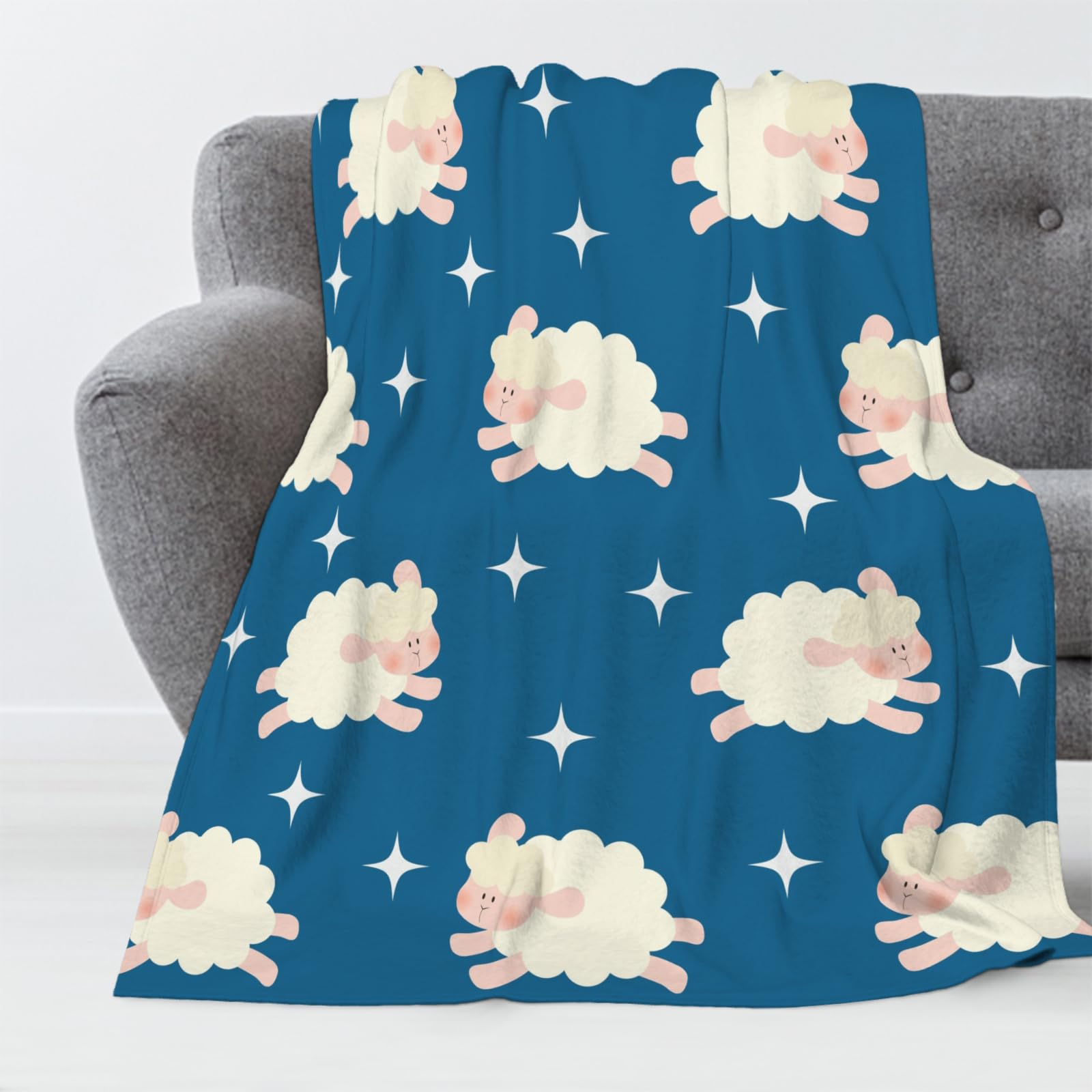 Coperta In Flanella 150x200 Cm – Morbida, Stampata Pecora, Per Divano E Letto