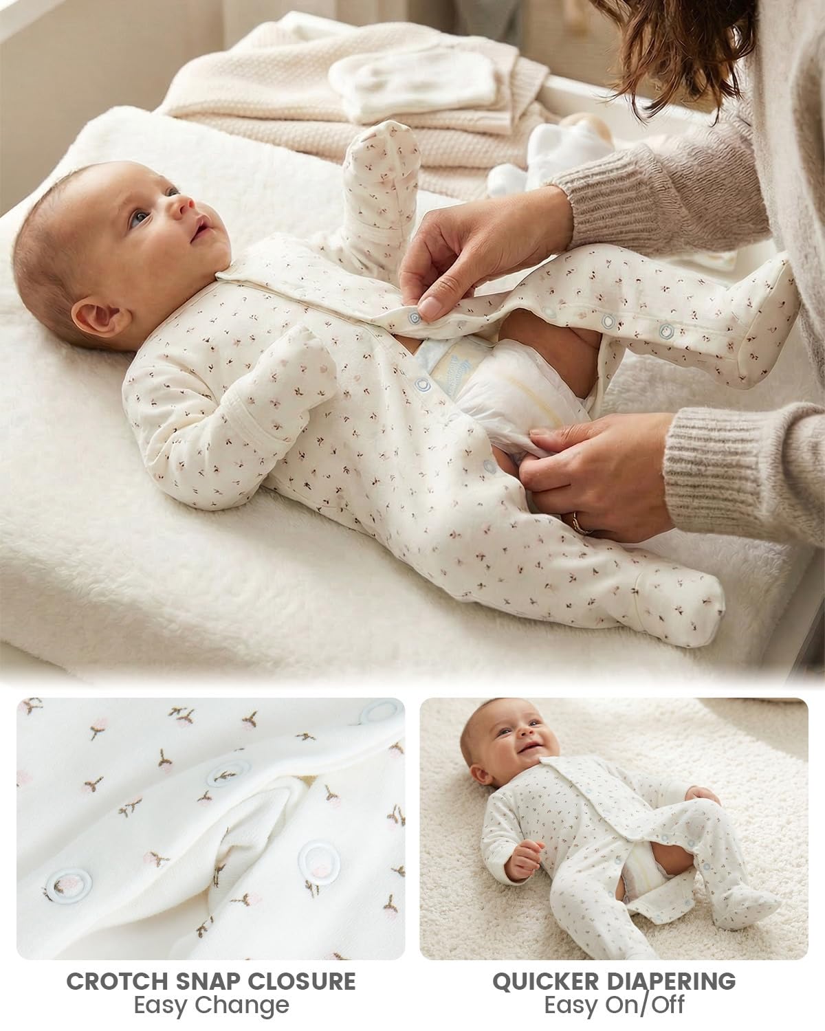 WYTbaby Confezione da 3 pagliaccetti per neonati, 100% cotone, pagliaccetto per neonati, 0-12 mesi
