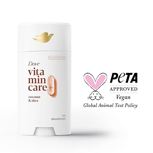 Miniatura 8 de Dove VitaminCare+ Desodorante en barra libre de aluminio, coco y karité para protección de olores 72H, desodorante transpirable para mujeres, 2.6