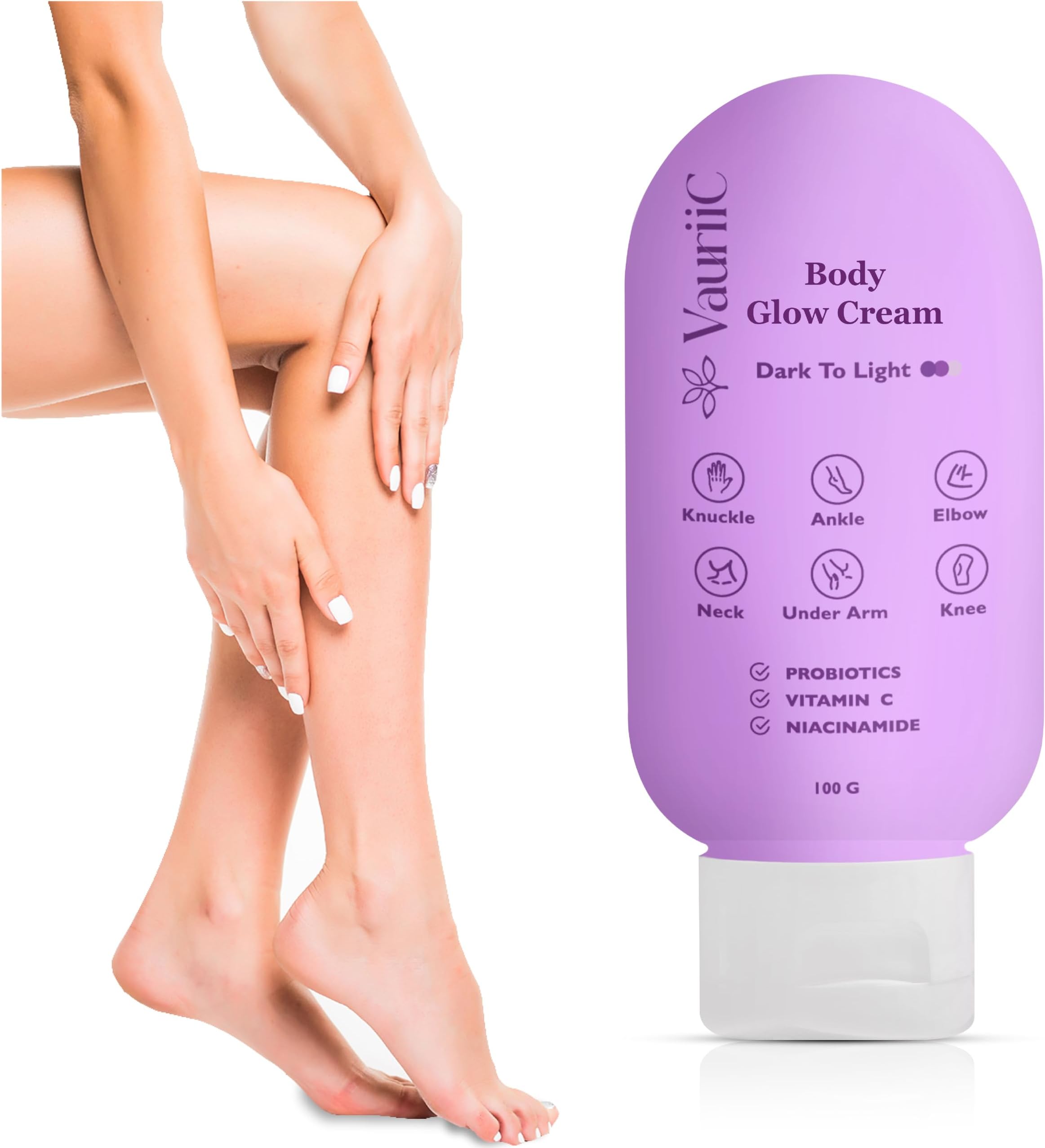 VauriiC Foot Brightening Cream 100 gms Reduce Dark Spots on Ankle, Knuckles, Knees Underarms, Elbows, Neck & Inner Thighs, Improves Skin Tone, Sulphate & Paraben-Free, for Men & Women