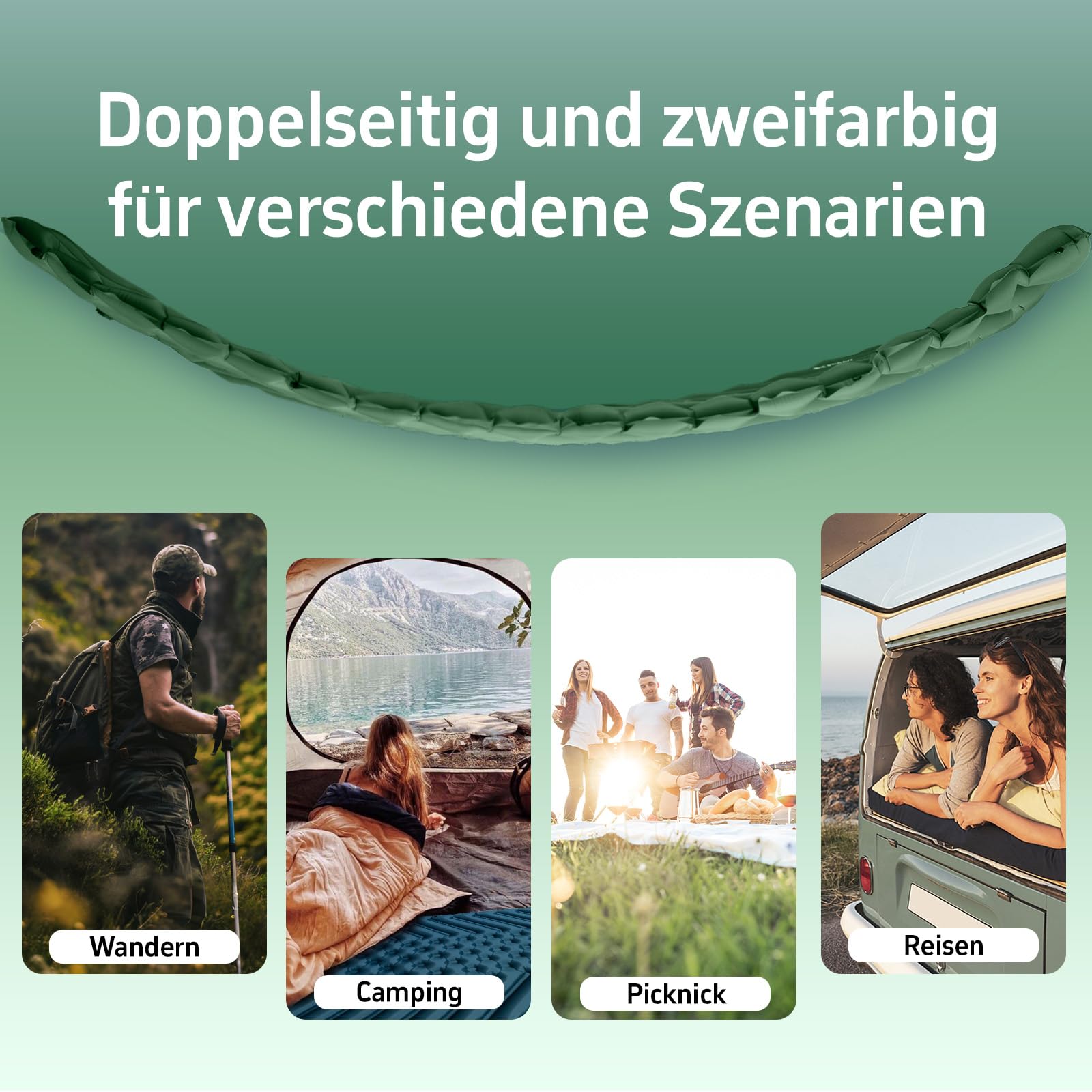 Ultraleichte Isomatte mit separatem Kissen, isomatte selbstaufblasend Isomatte für Outdoor-Rucksackreisen, mit Fußpumpe Wandern und Reisen