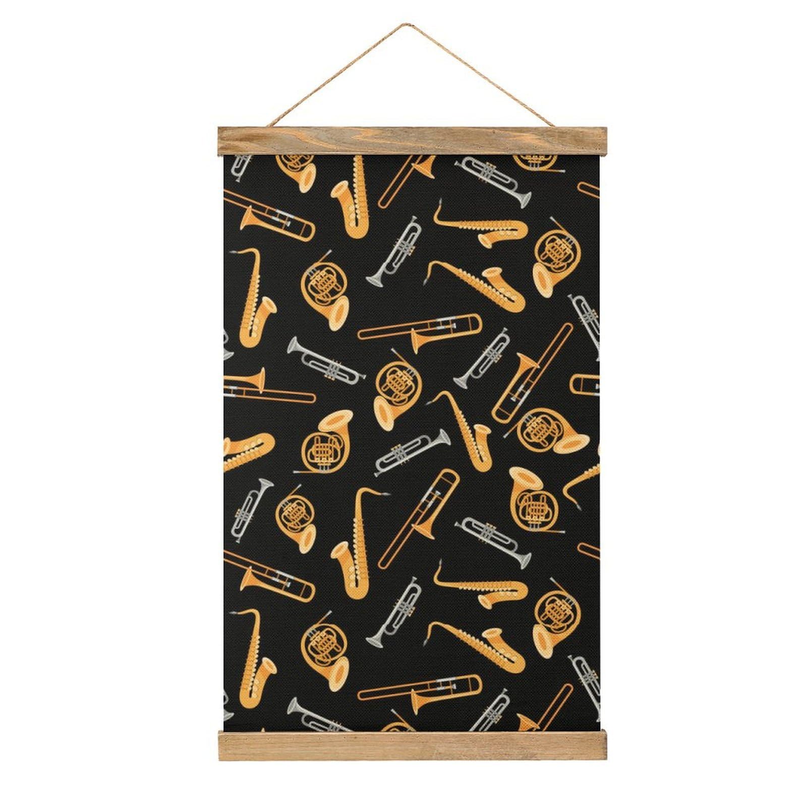 CGSBNGHA Musical Instruments Saxophone French Hor Wall Art Prints Linen Hanging Painting Scroll Paintings Pictures Decor for Home