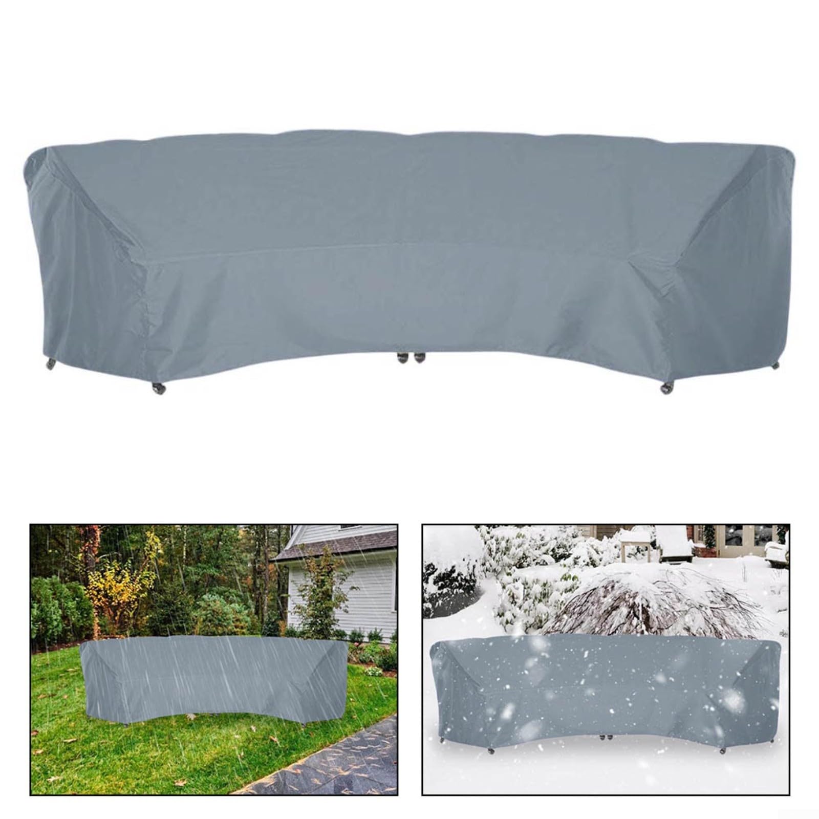 Protezione per mobili da esterno a semicerchio, in tessuto Oxford 210D, impermeabile, resistente, protezione per sedie da giardino, resistente all'acqua (305 x 99 x 91 cm)
