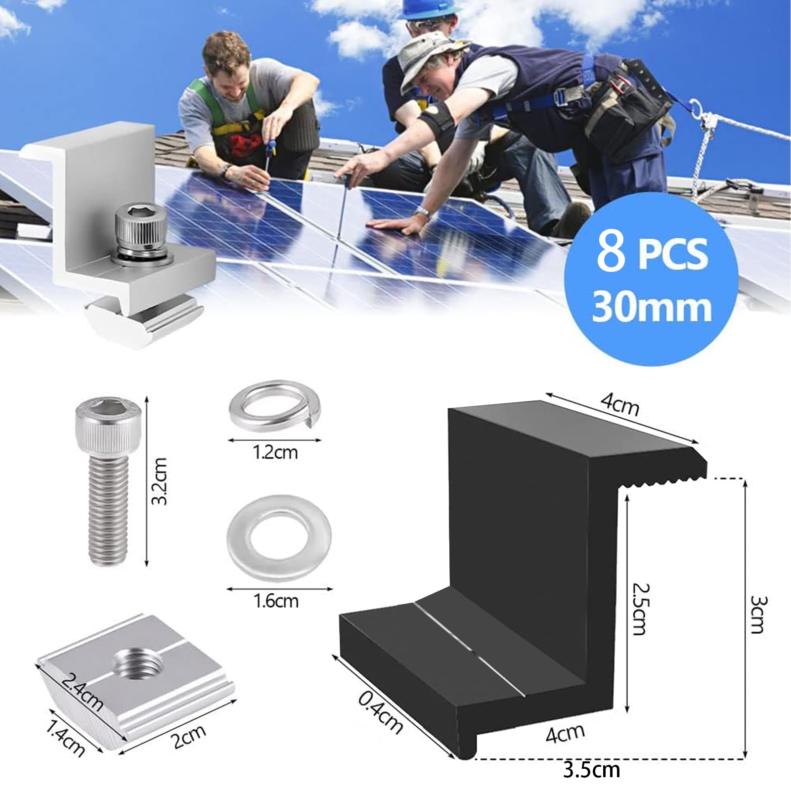 Mounting Bracket Roof Rail Solar Panel Photovoltaic PV With Fixing End/Mid Clamp