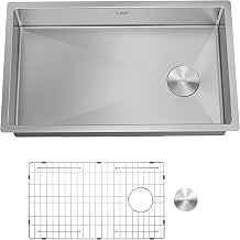 Zuhne Modena V2 30 ADA Undermount Kitchen Sink, Single Bowl 16 Gauge T304 18/10 Stainless Steel, Brushed Finish, Sound Guard, 30 x 18 x 6.25 in