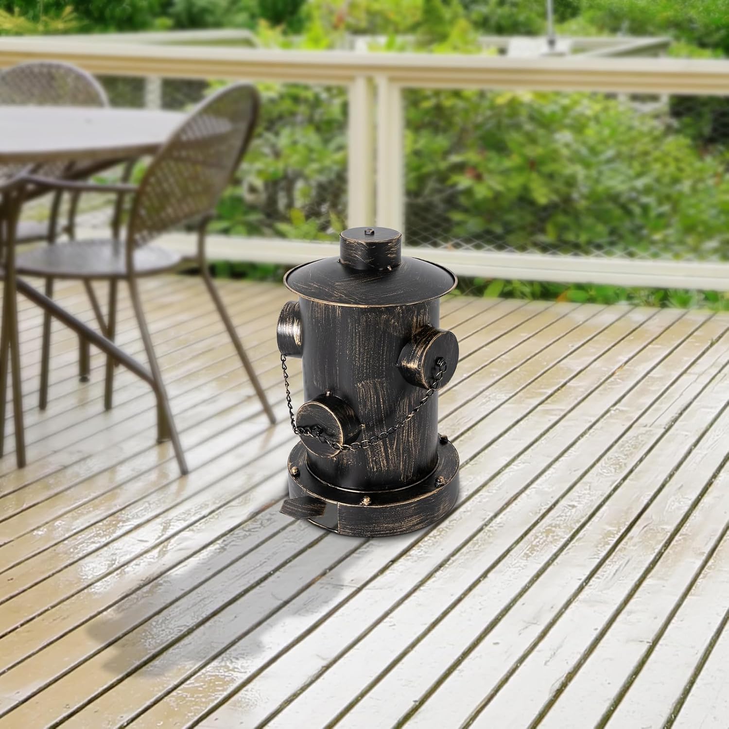 LOYALHEARTDY Fire Hydrant Trash Can, Retro Creative Garbage Can with Removable Inner Bucket, Wrought Iron Pedal Trash Can, Indoor Outdoor Waste Bins for Park Garden Kitchen Garbage, Bronze