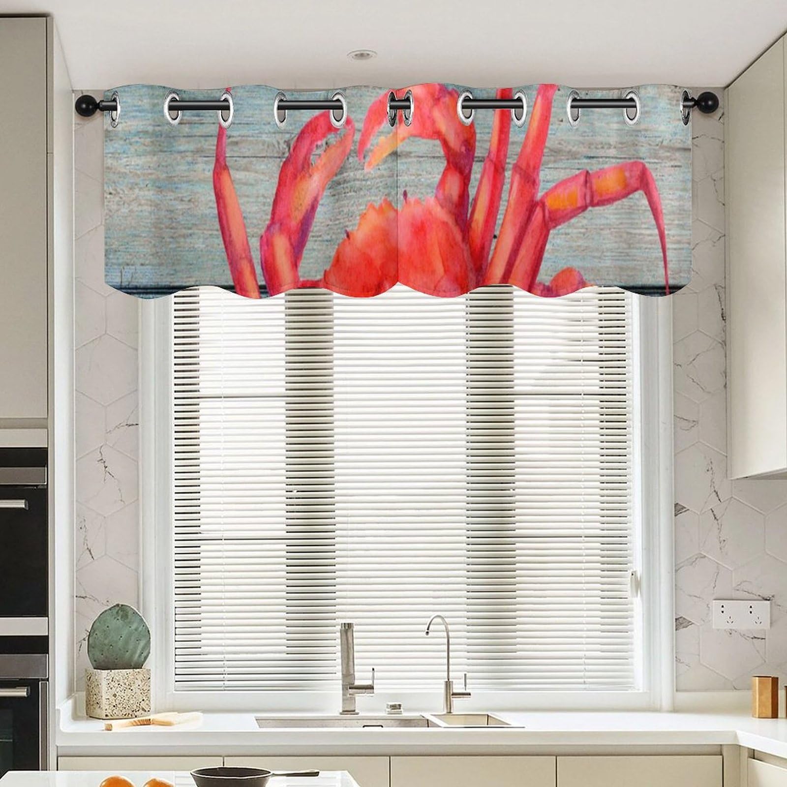 Rideaux de plage crabe rétro à deux panneaux pour une décoration de fenêtre authentique