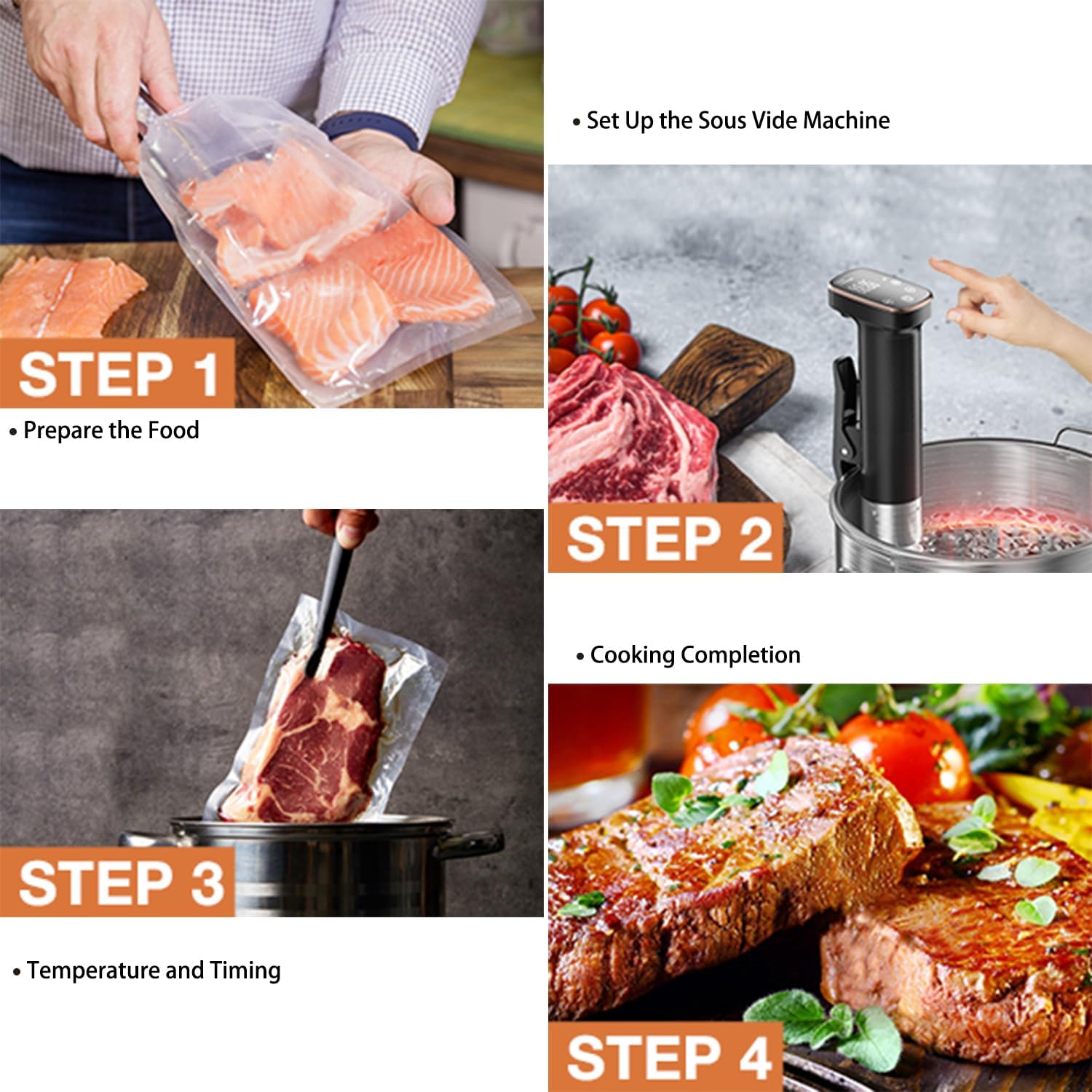 1100W Sous Vide Cooker for Steak & Tender Chicken Sous Vide Machine Ultra-Quiet Immersion Circulator with Precise Touch Control & Digital Timer, Fast Heating, IPX7 Waterproof