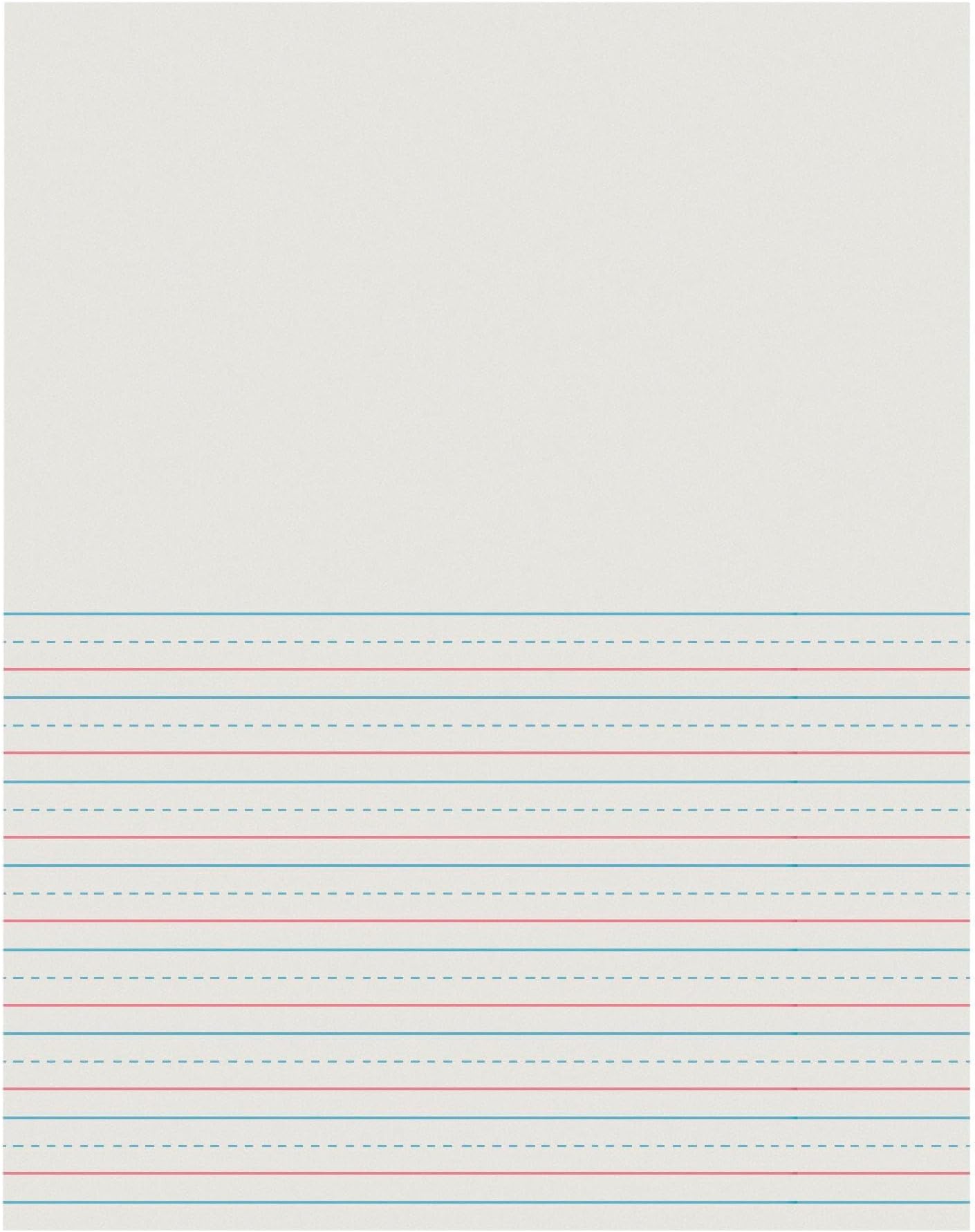Red & Blue Storybook Paper, 1/2 Inch Ruled Short Way, 8-1/2 x 11 Inches, 500 Sheets,White