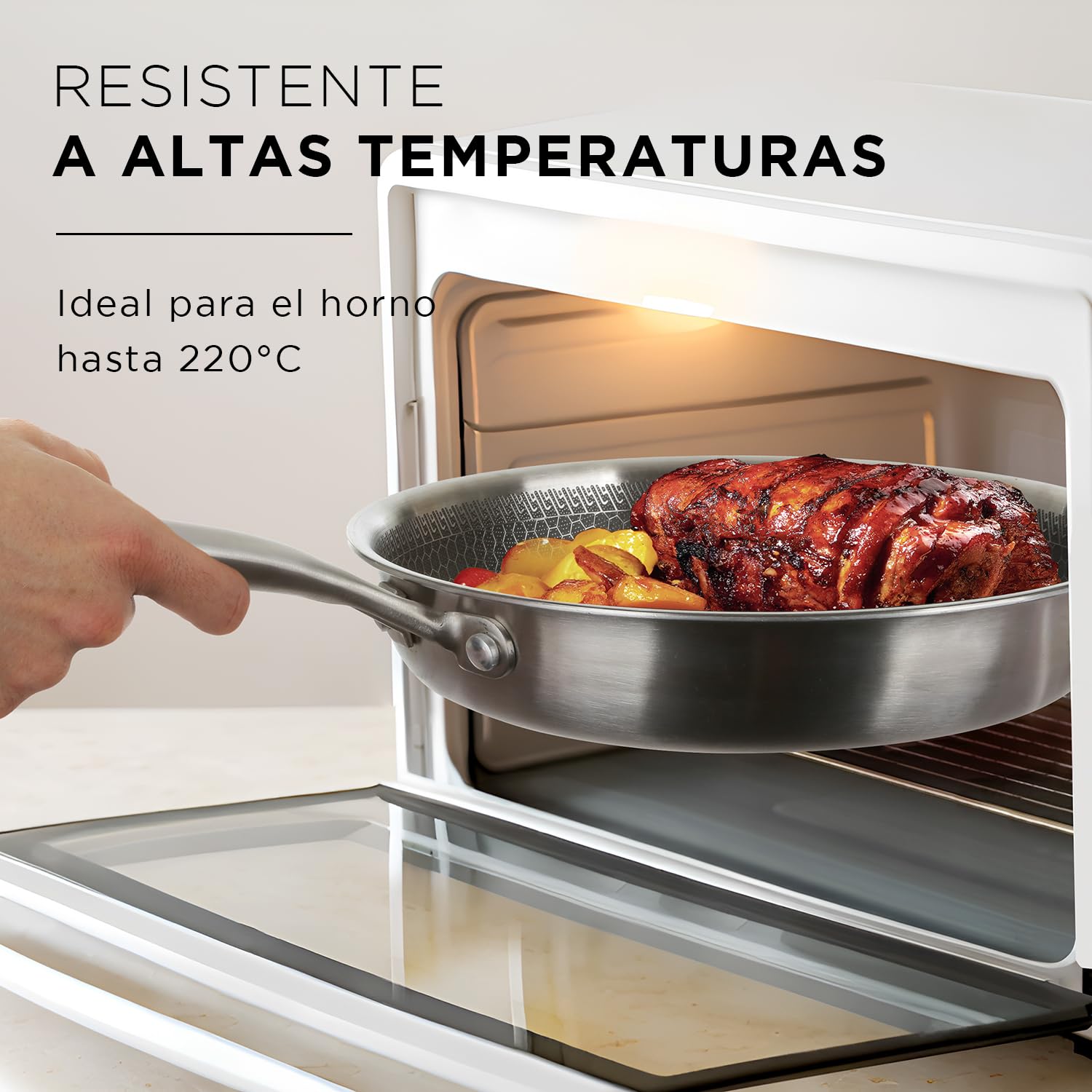 KASANOVA Tri-Ply Batería de Ollas y Sartenes de Acero Inoxidable de Triple Capa – Núcleo de Aluminio, Superficie Antiadherente en Panal, Apta para Inducción y Todo Tipo de Cocinas (9)