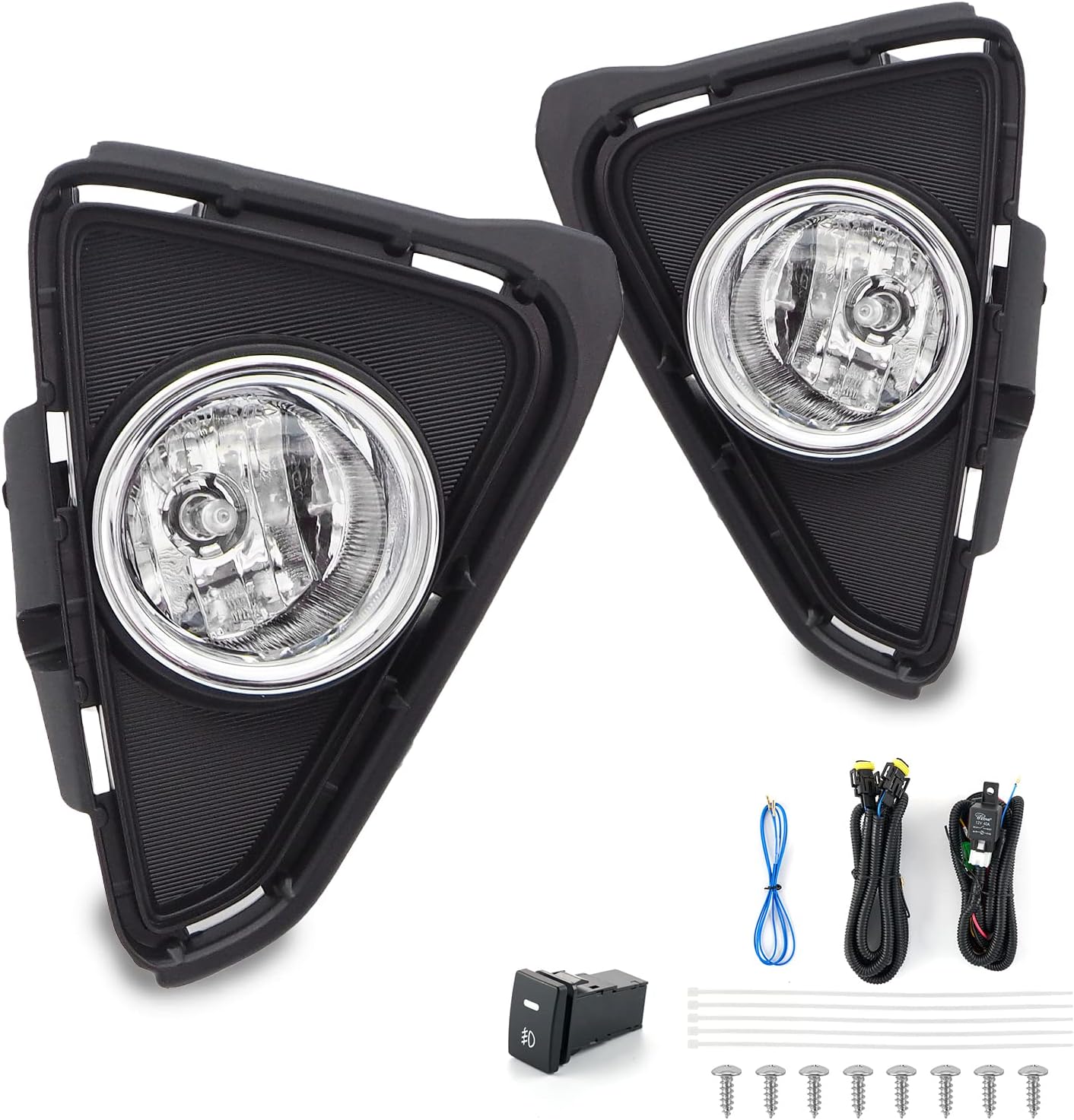 Fog Light Assembly For Toyota Rav4 2016-2018 With H16-3 12V 19W Halogen Bulbs(Clear Lens)