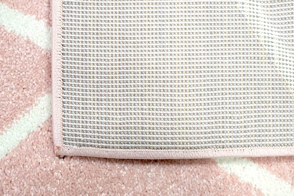Teppich-Traum Tapis de Salon Design Scandinave Motif Diamant - Facile à Entretenir - Rose crème Blanc Größe 80 x 300 cm