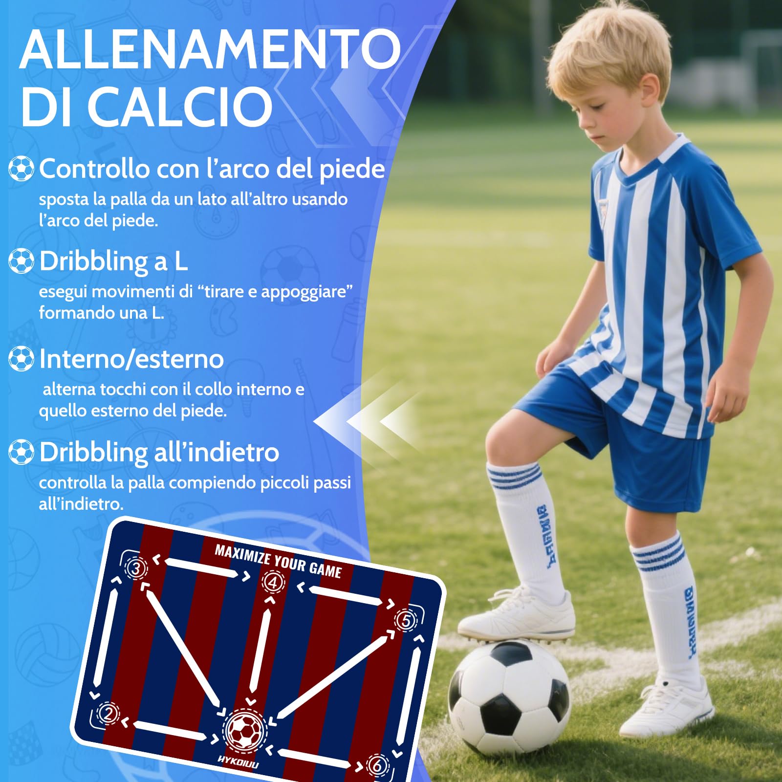 Tappeto Calcio Allenamento Con Soccer Bungee Trainer Tappetino Per Agilità Accessorio Per L'Allenamento Del Calcio Tappeto Da Allenamento Per Il Calcio 60 X 90 Cm Regalo Per Il Calcio Per Bambini