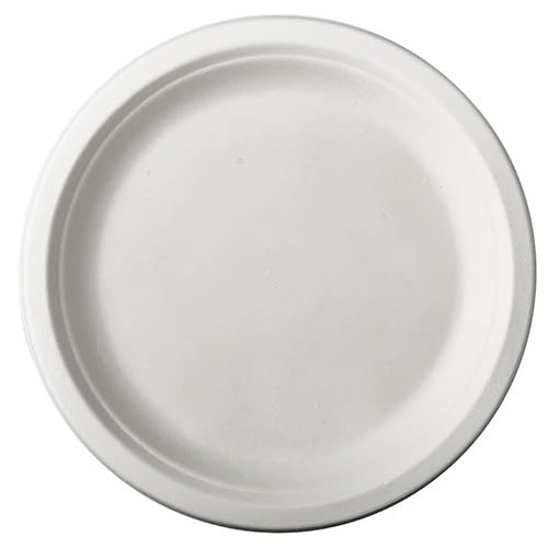PAPSTAR Pure Pure - Platos de caña de azúcar (500 unidades, diámetro de 26 cm), color blanco