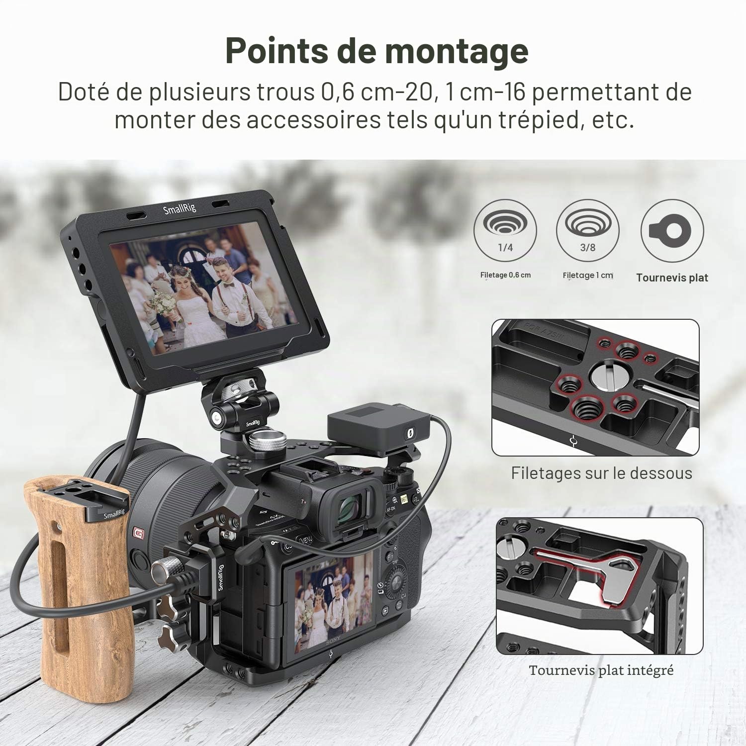 SMALLRIG A1 Cage avec Rail NATO Intégré et Support de Cold Shoe pour Sony A1 & A7S III - 2999