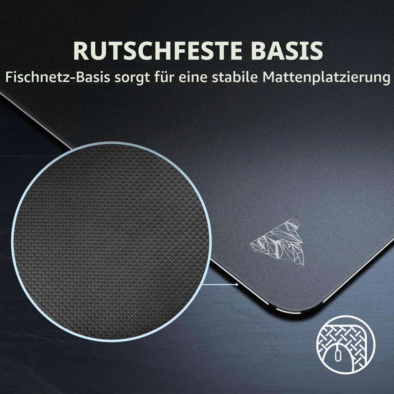 Glas Mauspad Gaming,450 * 400mm XL Mouse pad Gaming-Ultraglatte Oberfläche, geräuschminderndes Design, stoß- und Kratzfest-Schwarz
