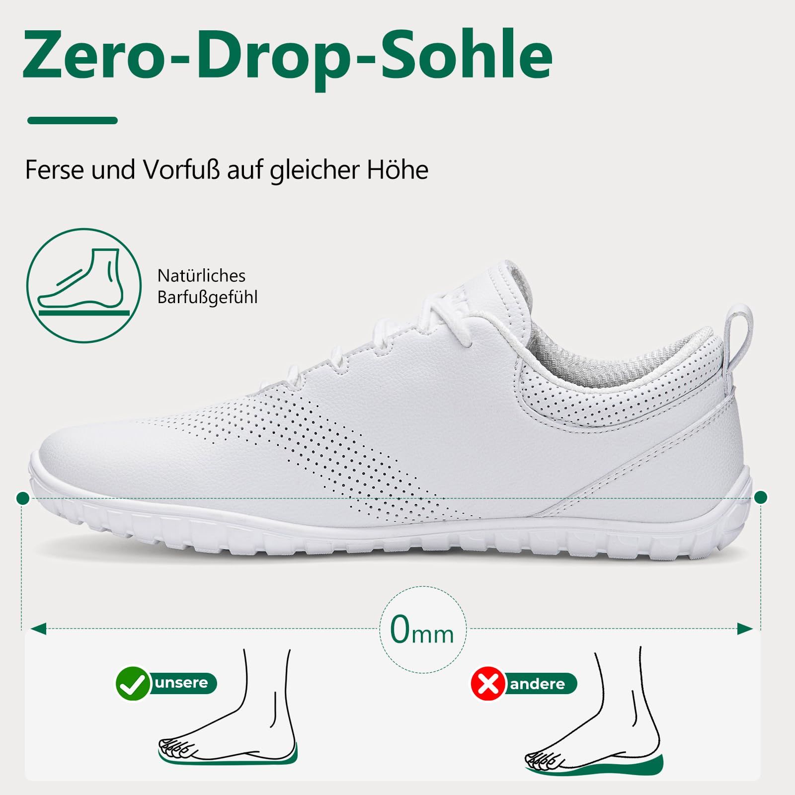 SAGUARO Barfußschuhe Herren Kunstleder Leichte Minimalistische Schuhe mit Breiter Zehenbox & Zero Drop Sohle für Outdoor Fitness Walking Freizeit, Gr.39-48