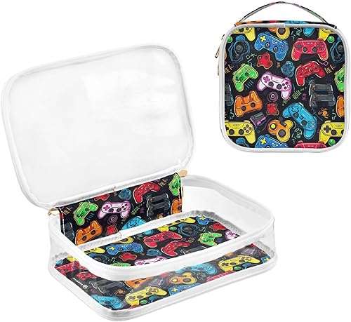 Miniatura 3 de Funny Game Controllers Gamepad Bolsa de aseo transparente para viajes, paquete de 2 bolsas de cosméticos de maquillaje con cremallera, bolsa de