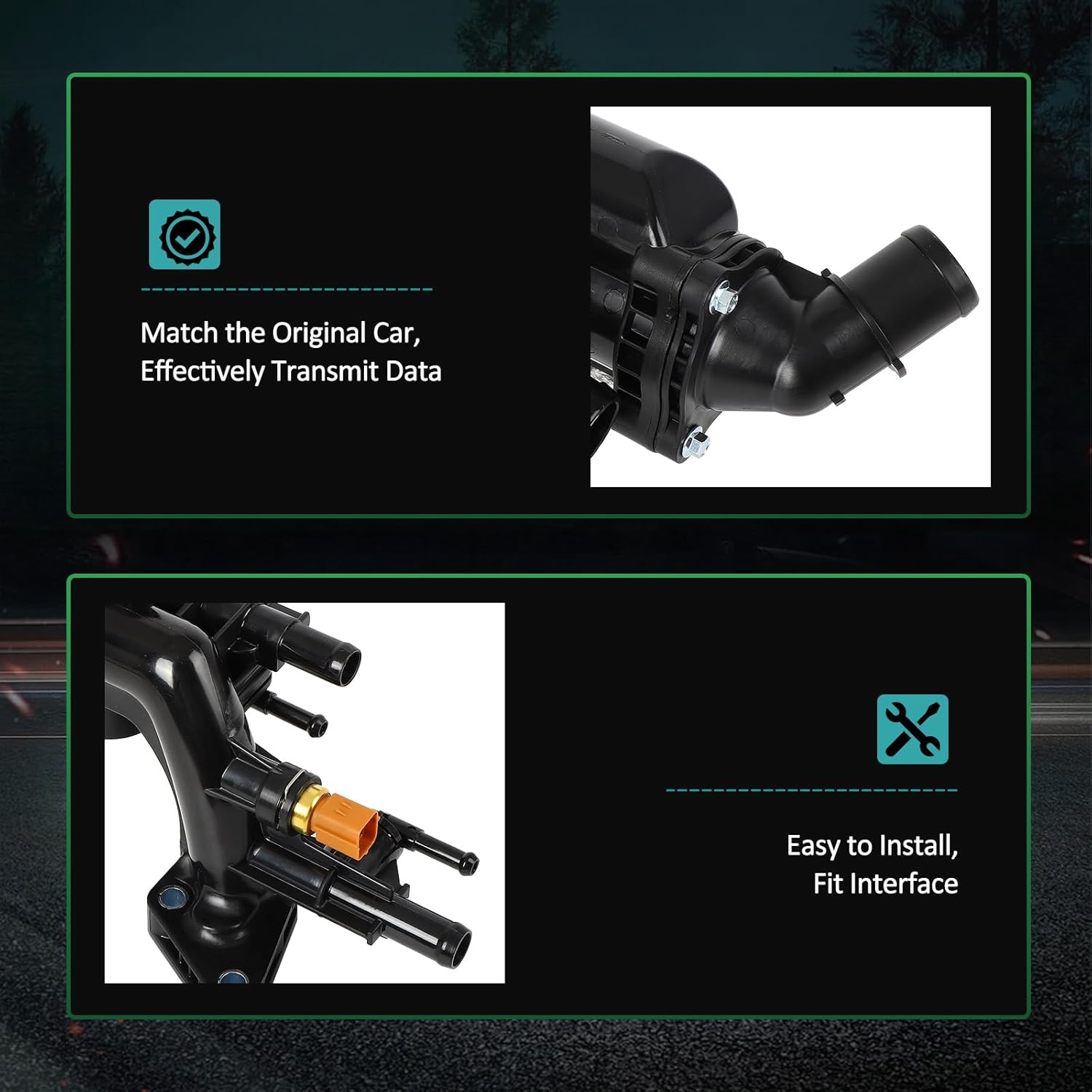 SCITOO Thermostat Housing Assembly Fit for Kia Sorento 2014-2018, for Sedona 2015-2018, for Cadenza 2014-2016 & for Hyundai Santa Fe 2013-2018, for Santa Fe XL 2018-2019, for Azera,OE 256003CAE0