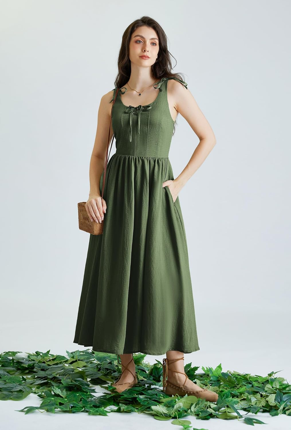 Scarlet Darkness Renaissance Dress for Women Medieval Square Neck Corset Dress Casual Sundress - Image 3