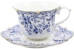 TATSUMI Country Roses 3 Peices Bone China Tea Cup and Saucer Set:...