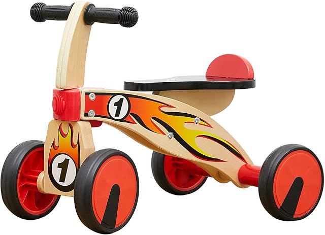 TOP BRIGHT Wooden Baby Trike for 1 Year Old Ride On Toys, Toddler Wooden Bike for One Year Old Tricycle, Kids Trike for 18 Months Childs with 4 Wheels