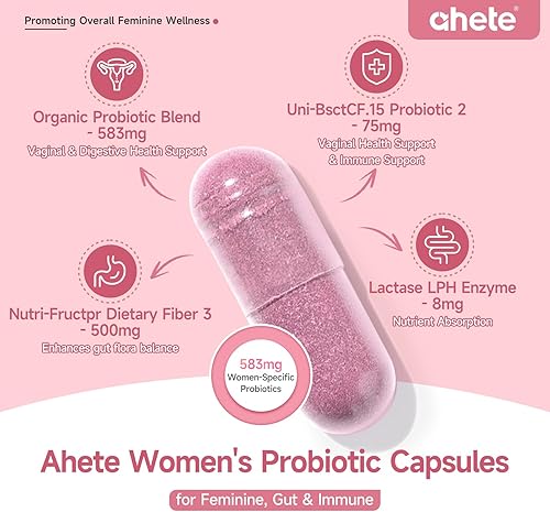 Miniatura 2 de Probiótico para mujeres, probiótico orgánico para el equilibrio del PH, salud digestiva, salud de la mujer, sistema inmunológico, salud vaginal, 120