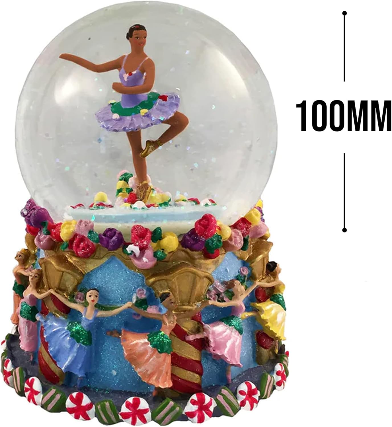 Nutcracker Ballet Gifts, Snow Globe Christmas, Musical Globes with Spinning African American Ballerina, Music by Tchaikovsky Waltz of The Flowers Ornament, Holiday Home Decor Nutcracker Gifts, 6”x 5