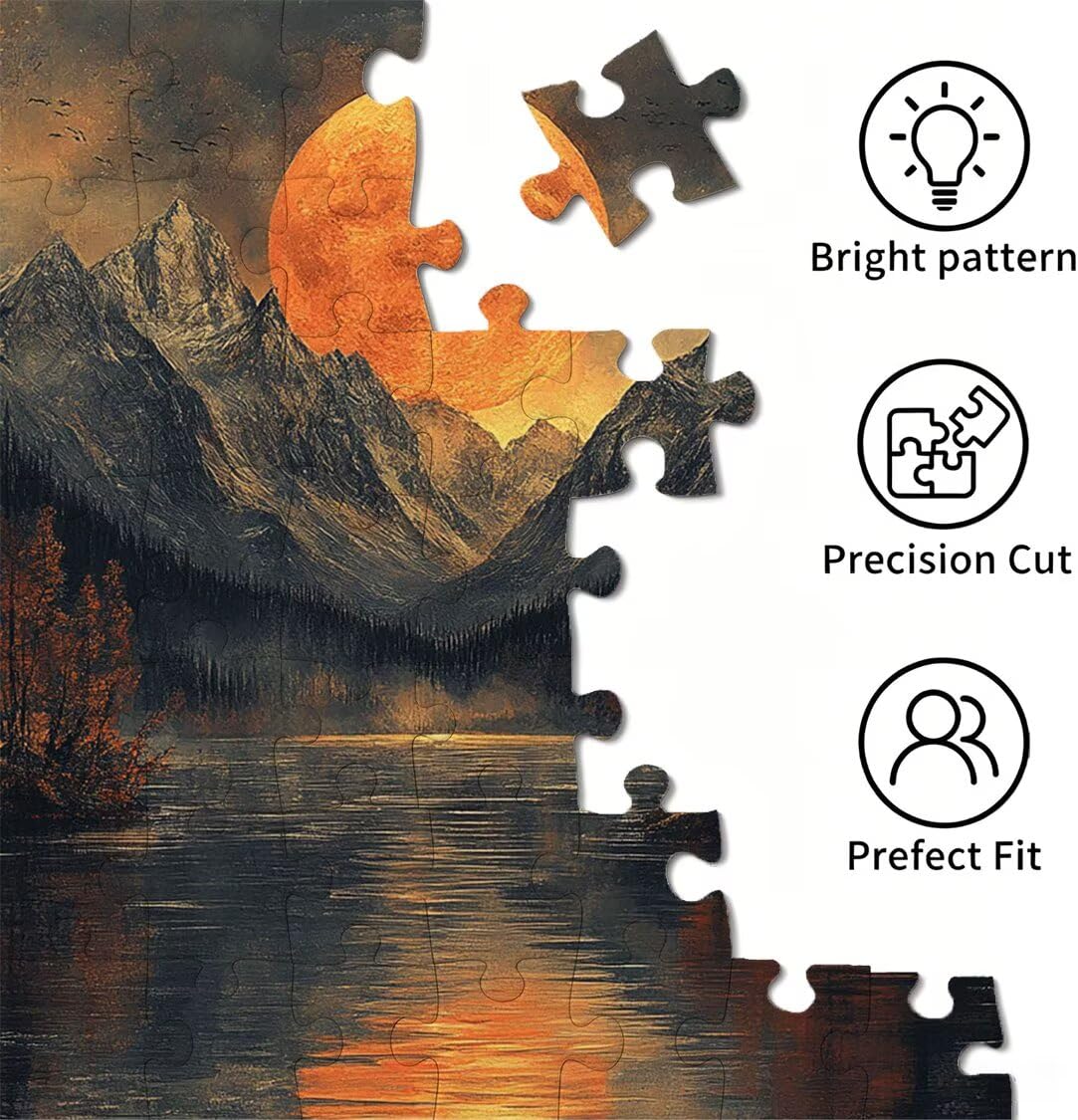 Puzzle 4000 Pieces Coucher de Soleil Puzzle Adulte 141x87cm Montagne, n-454