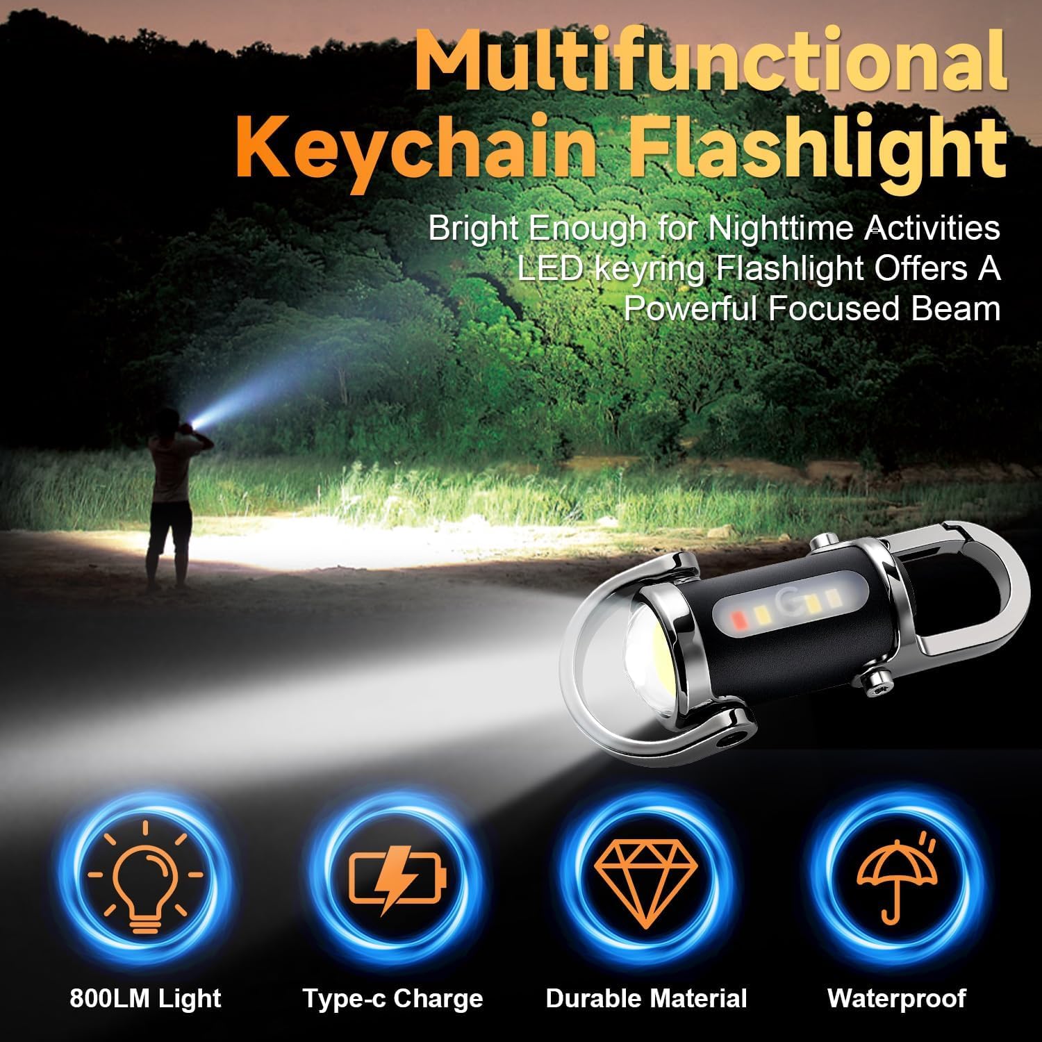 Mini torcia portachiavi a LED da 12 lumen, portatile, ultra luminosa