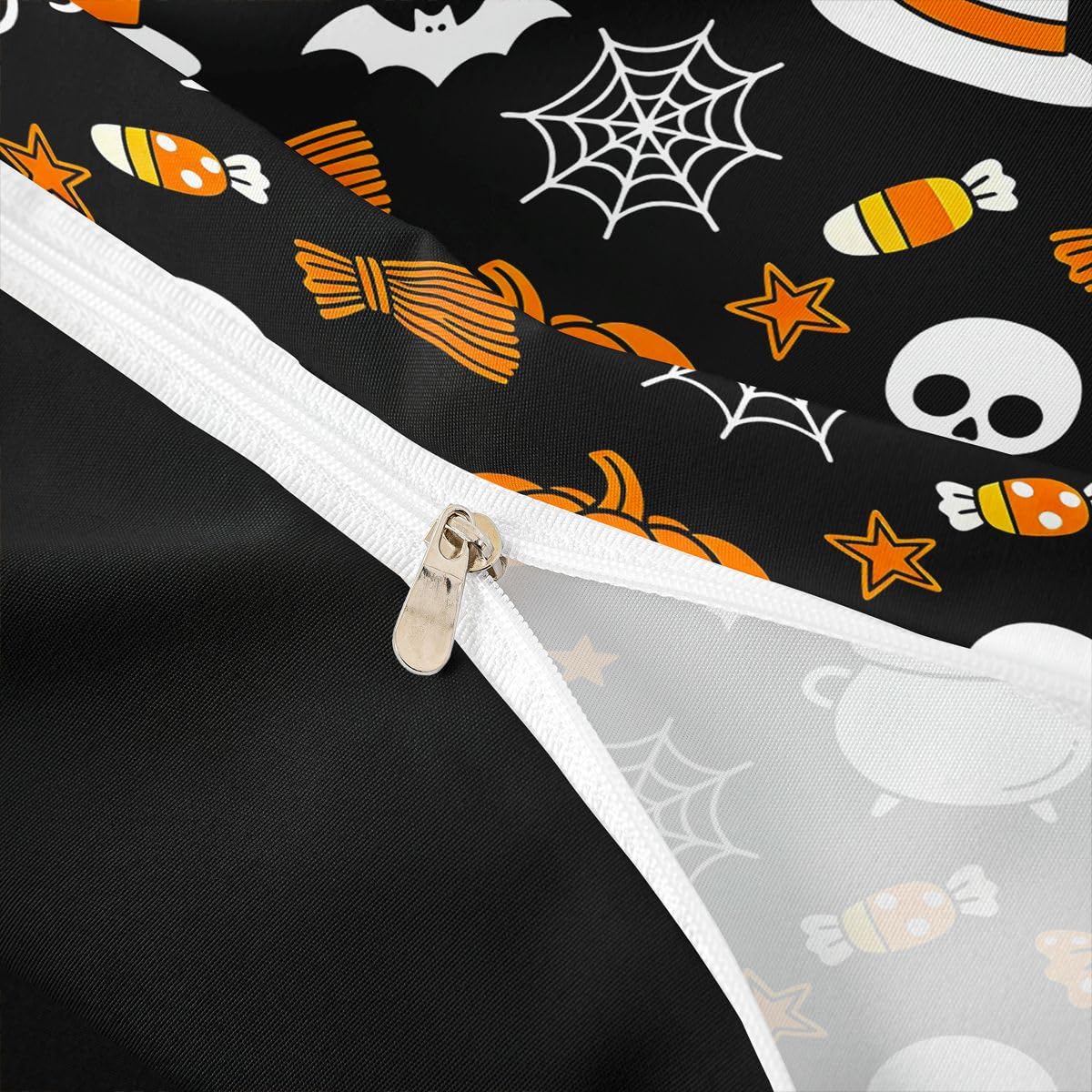 Loussiesd Happy Halloween poszewka na kołdrę super king size uroczy duch dynia kot pajęczyna zestaw pościeli dla chłopców dziewcząt cukrowa czaszka poszewka na kołdrę sypialnia dekoracja 3 szt. zamek