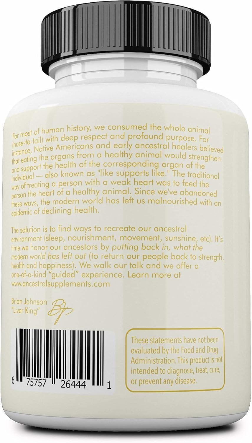 Ancestral Supplements Grass Fed (Living) Collagen—Supports Joints, Marrow Bones, Cartilage, Skin, Hair, Nails (180 Capsules) : Health & Household