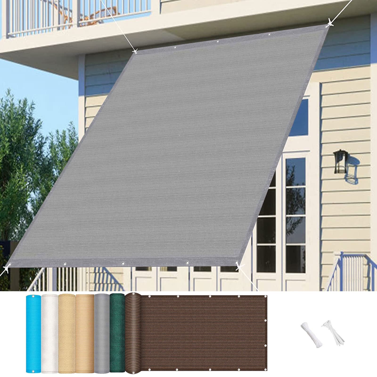 Toile d'ombrage anti-UV 95% : votre écran solaire et brise-vent gris 1.2x3m