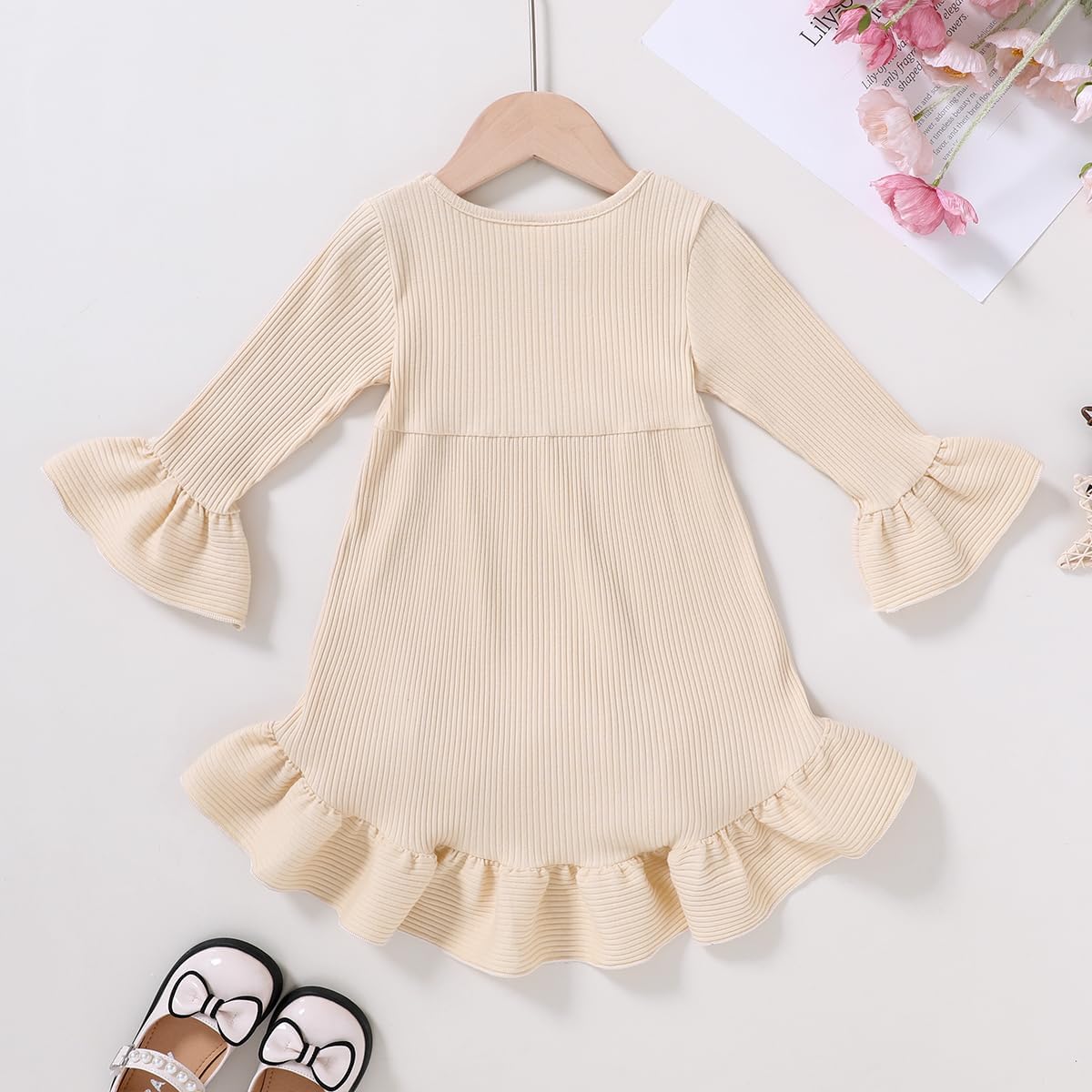 YOUNGER TREE Toddler Baby Girls Fall Clothing Solid Cotton Pit Irregular Skirt Winter Dress Long Sleeve Skirt Outfits - Image 7